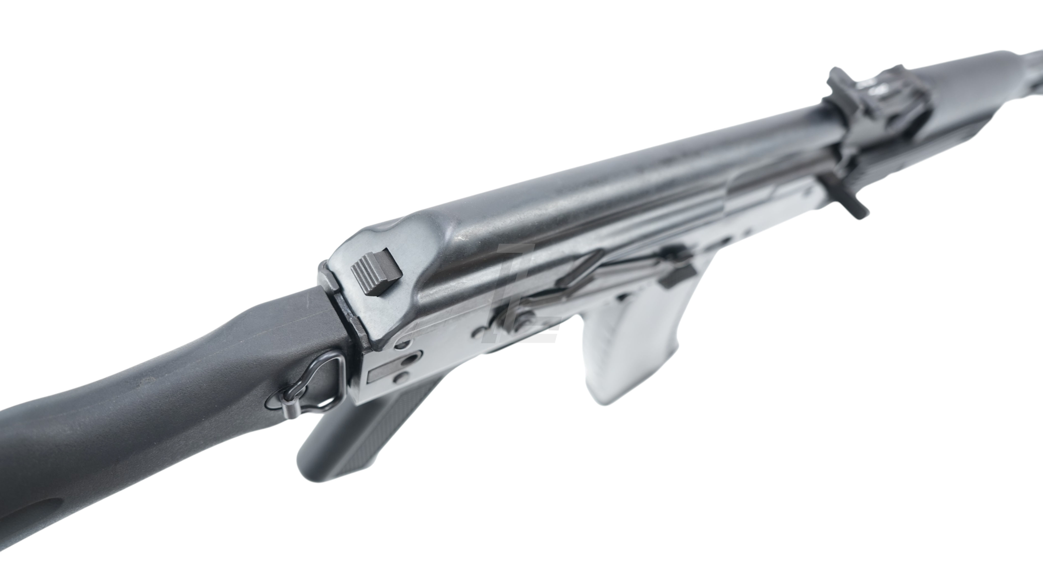 Landing Zone GHK AK105 V3 gas blowback airsoft rifle featuring a black metal receiver and polymer stock
