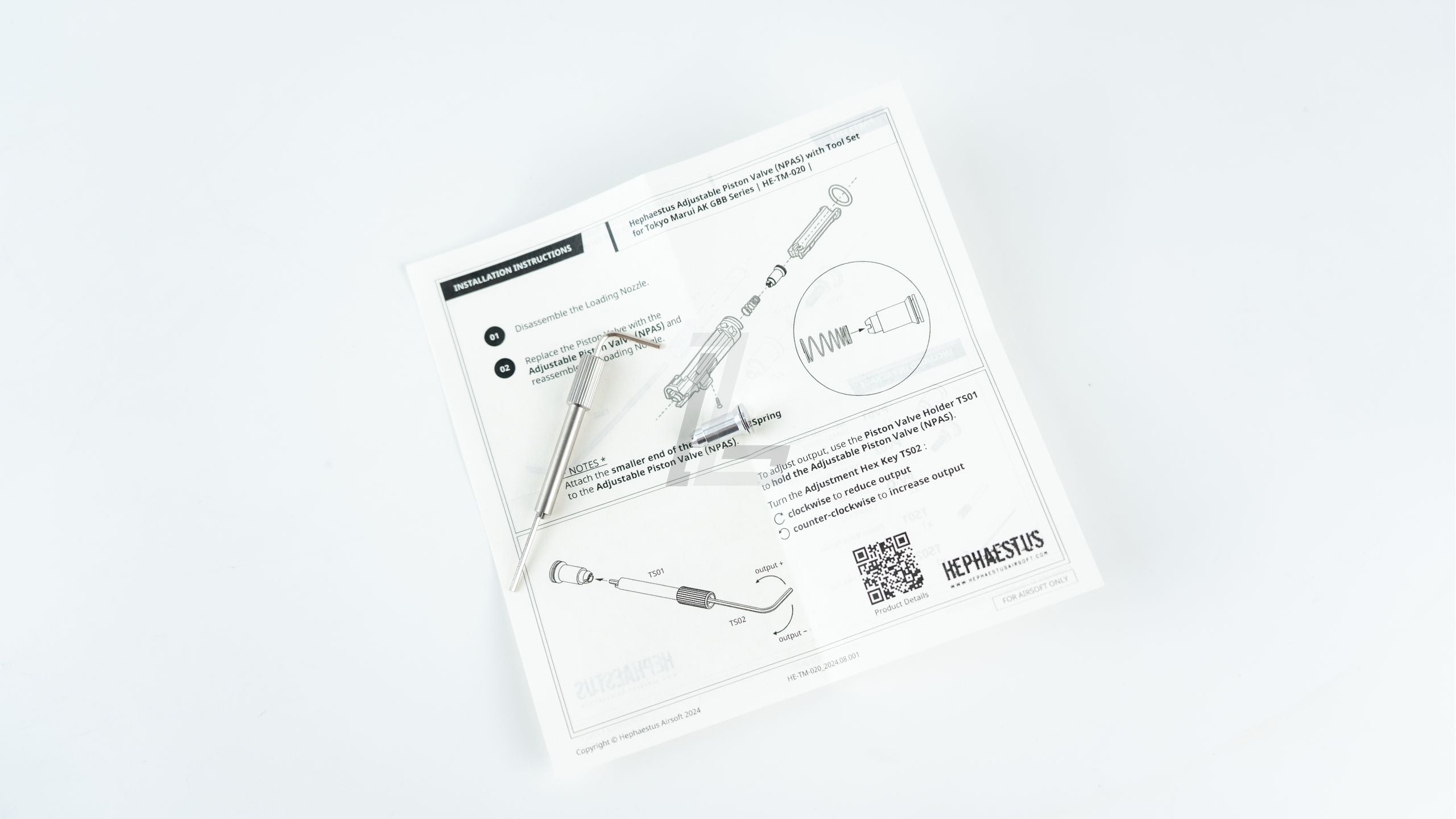 HEPHAESTUS - TOKYO MARUI AK GBB SERIES ADJUSTABLE PISTON VALVE (NPAS) WITH TOOL SET