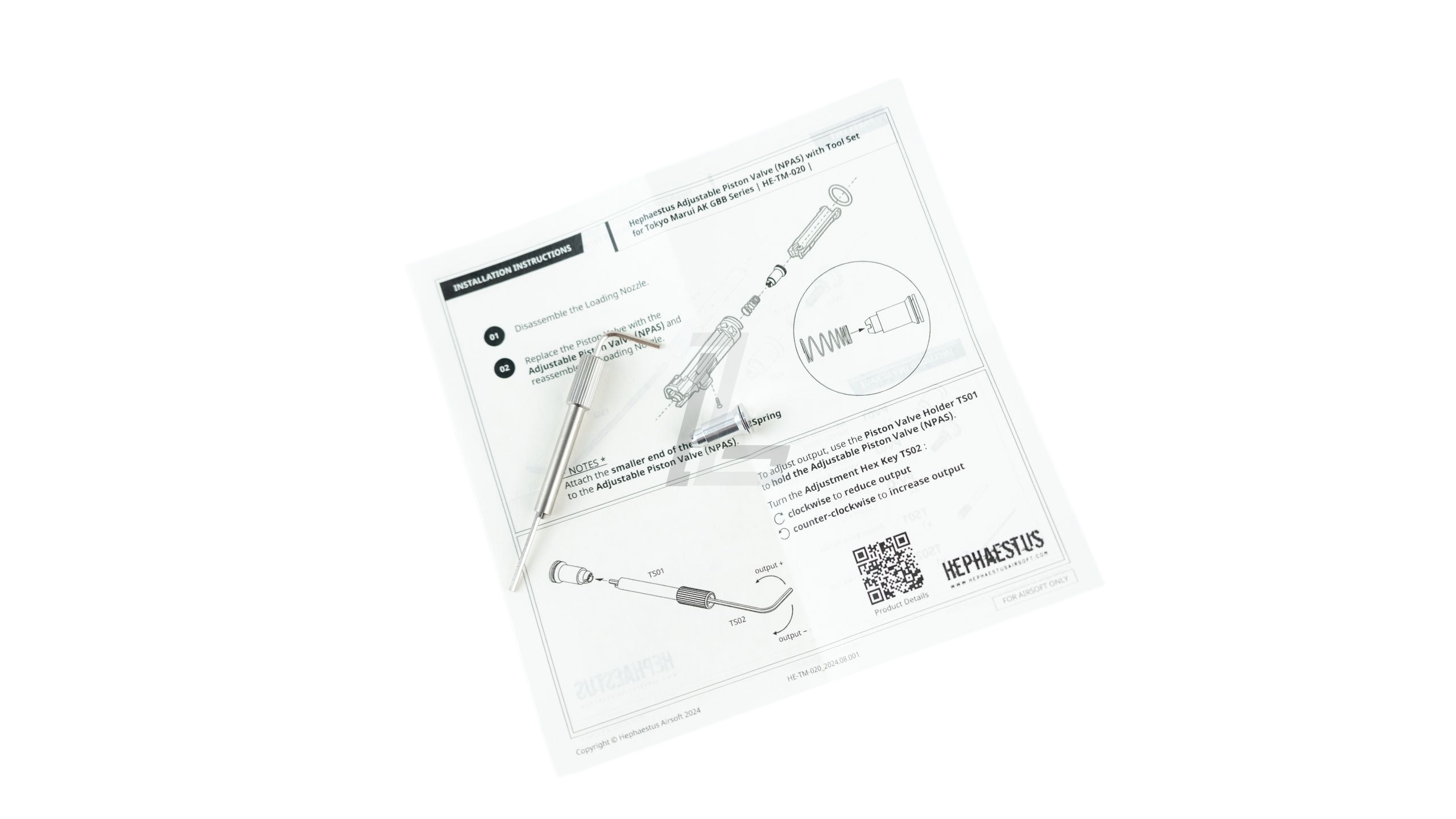 HEPHAESTUS - TOKYO MARUI AK GBB SERIES ADJUSTABLE PISTON VALVE (NPAS) WITH TOOL SET
