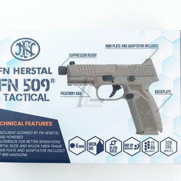 DOUBLE EAGLE - EMG FN HERSTAL LICENSED FN 509 GAS AIRSOFT PISTOL (DARK EARTH)