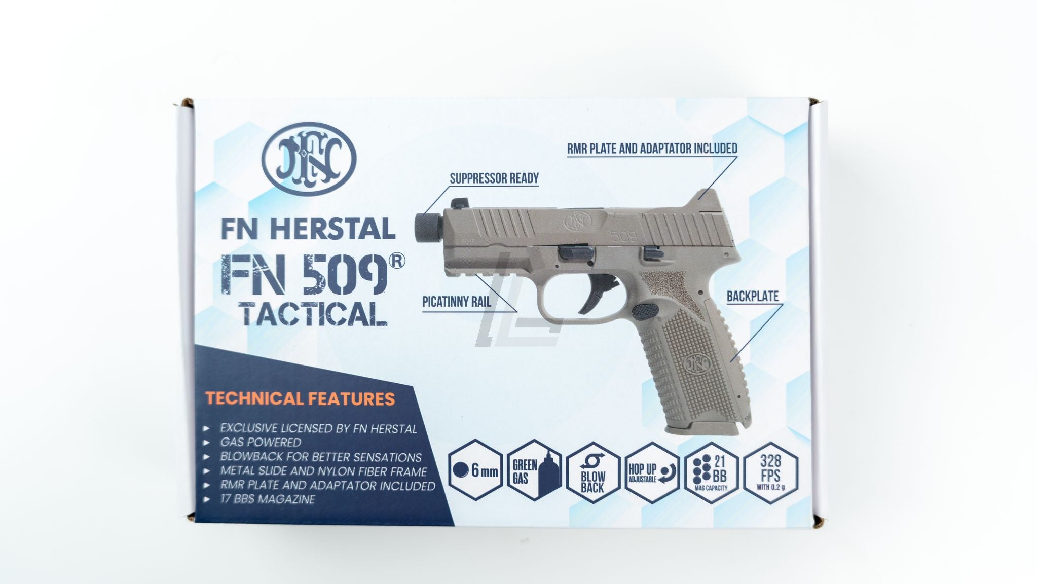 DOUBLE EAGLE - EMG FN HERSTAL LICENSED FN 509 GAS AIRSOFT PISTOL (BLACK)