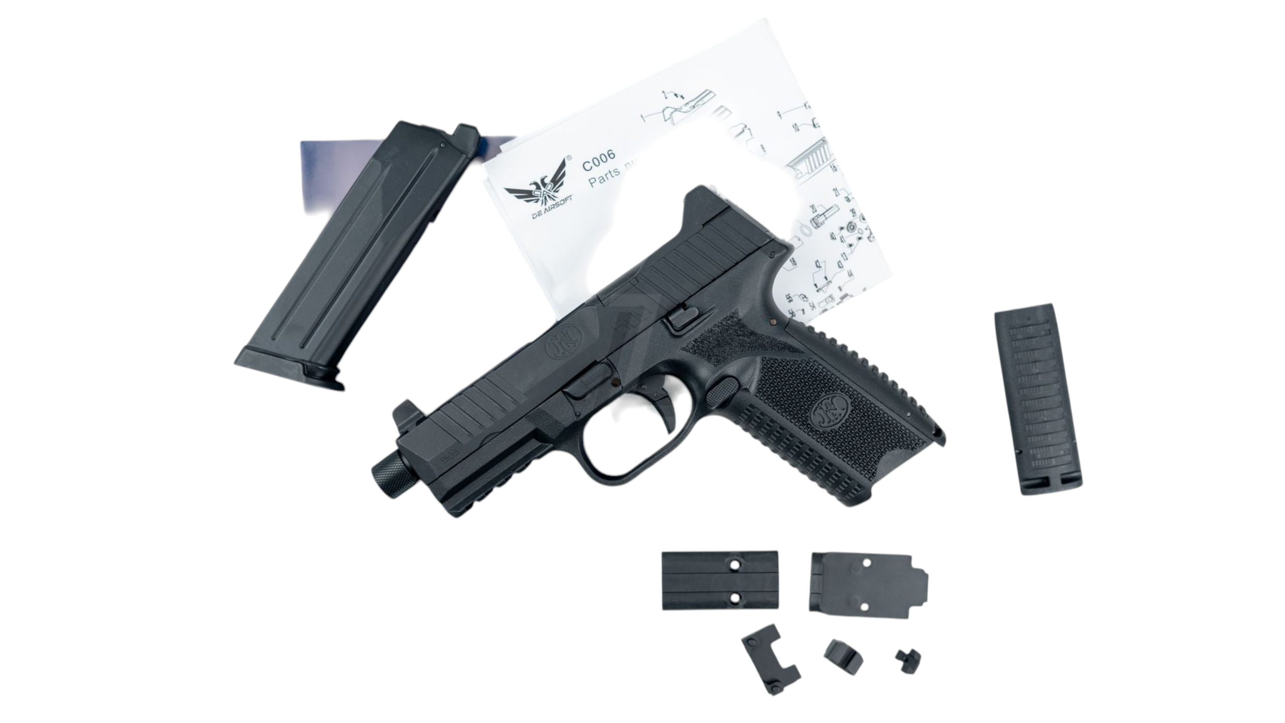 DOUBLE EAGLE - EMG FN HERSTAL LICENSED FN 509 GAS AIRSOFT PISTOL (BLACK)