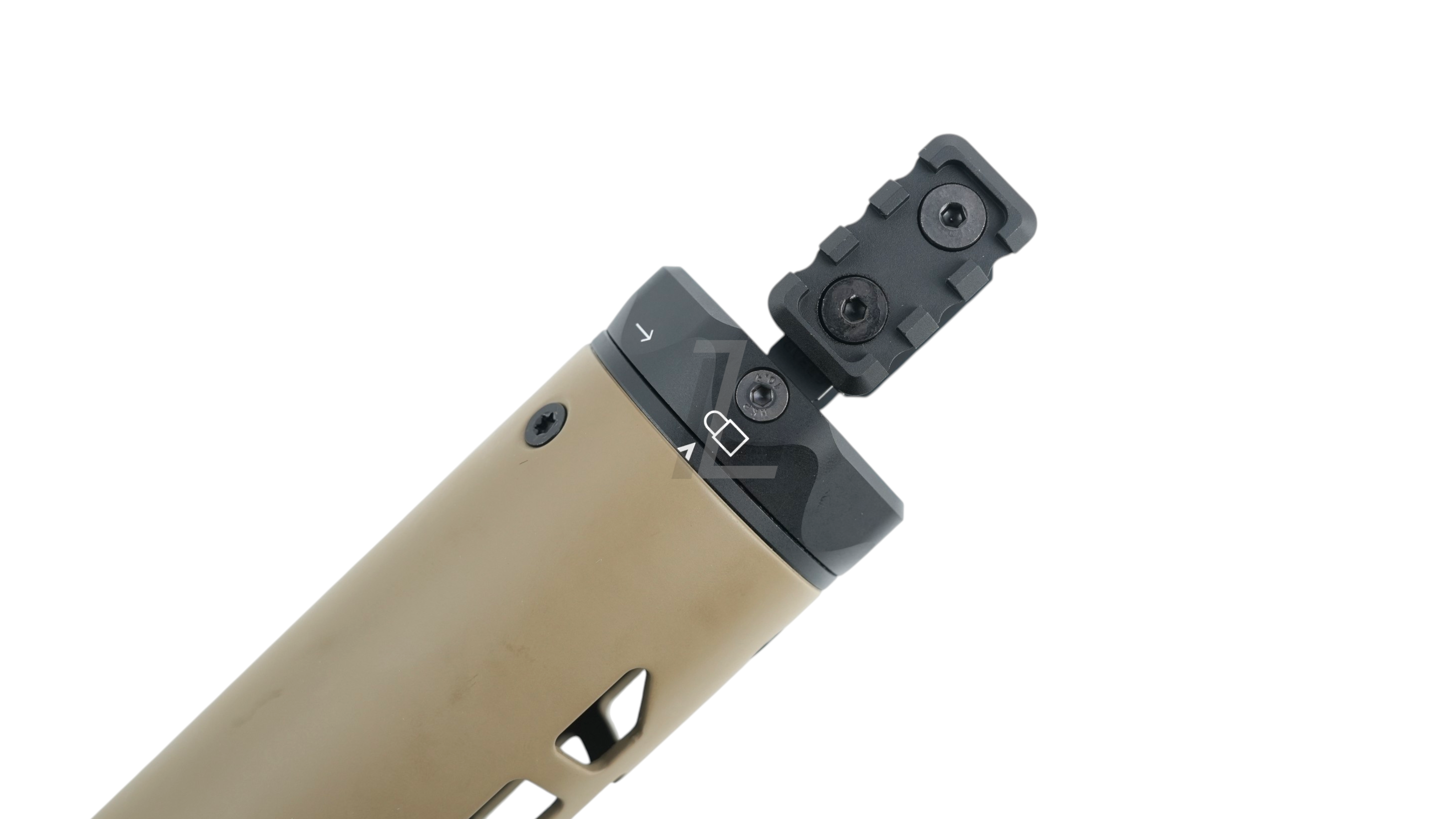 Landing Zone ANGRY GUN 6.5 inch carbon front shield in Cerakote FDE for APFG MCX LT GBB rifles