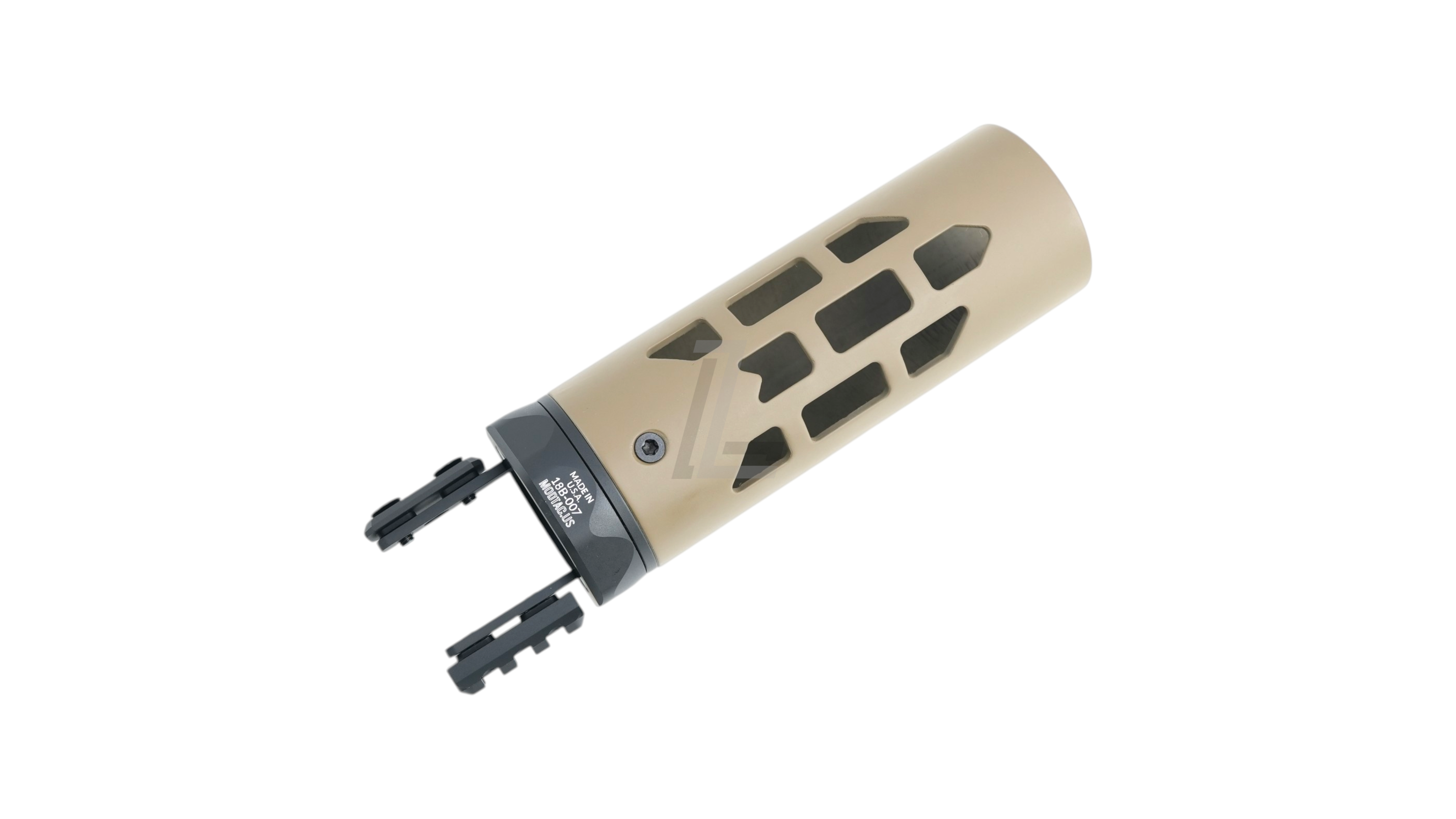 Landing Zone ANGRY GUN 6.5 inch carbon front shield in Cerakote FDE for APFG MCX LT GBB airsoft rifles.