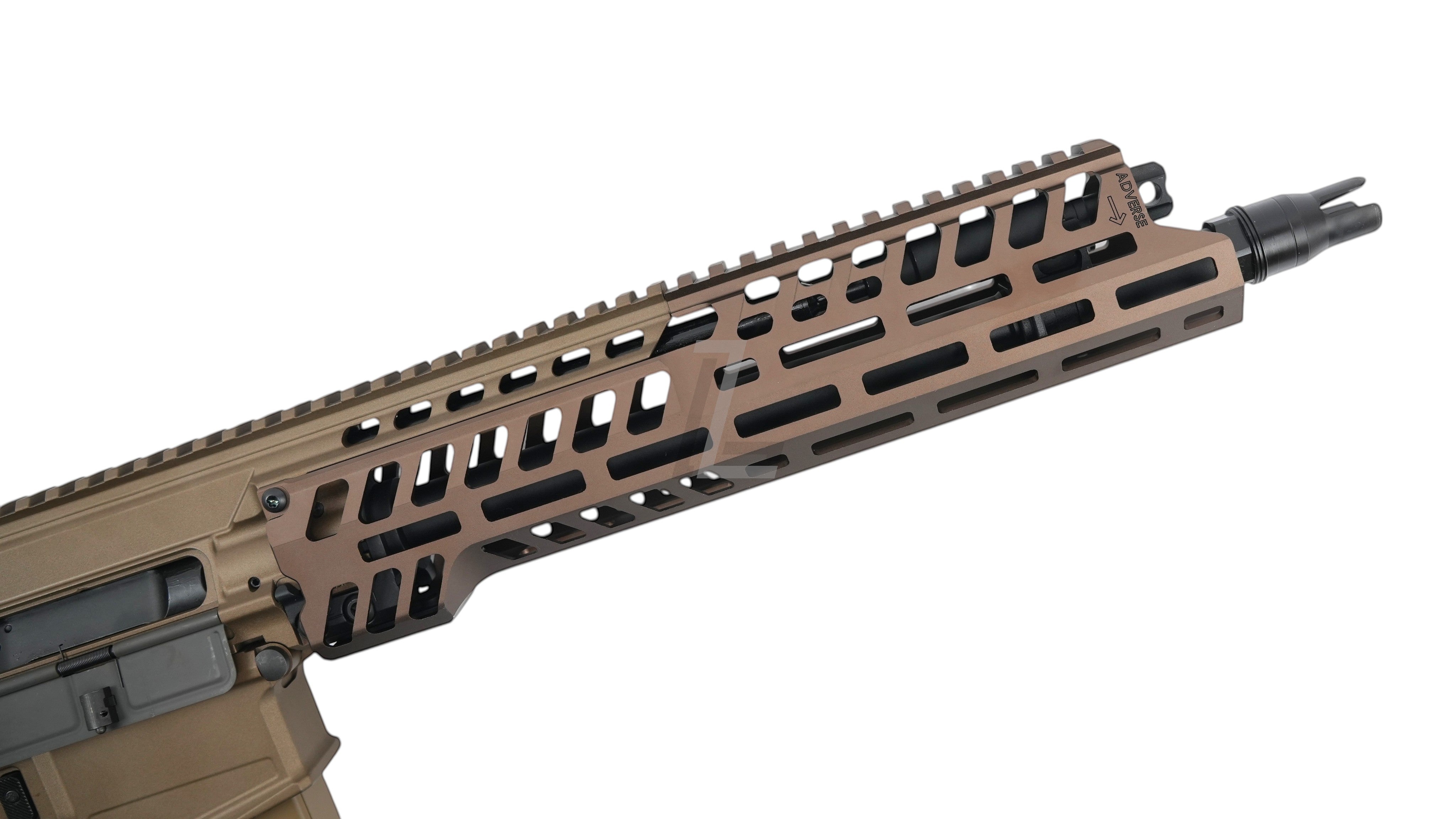 Landing Zone APFG XM7 GBB airsoft rifle featuring a tan CNC aluminum M-LOK handguard and modern tactical design.