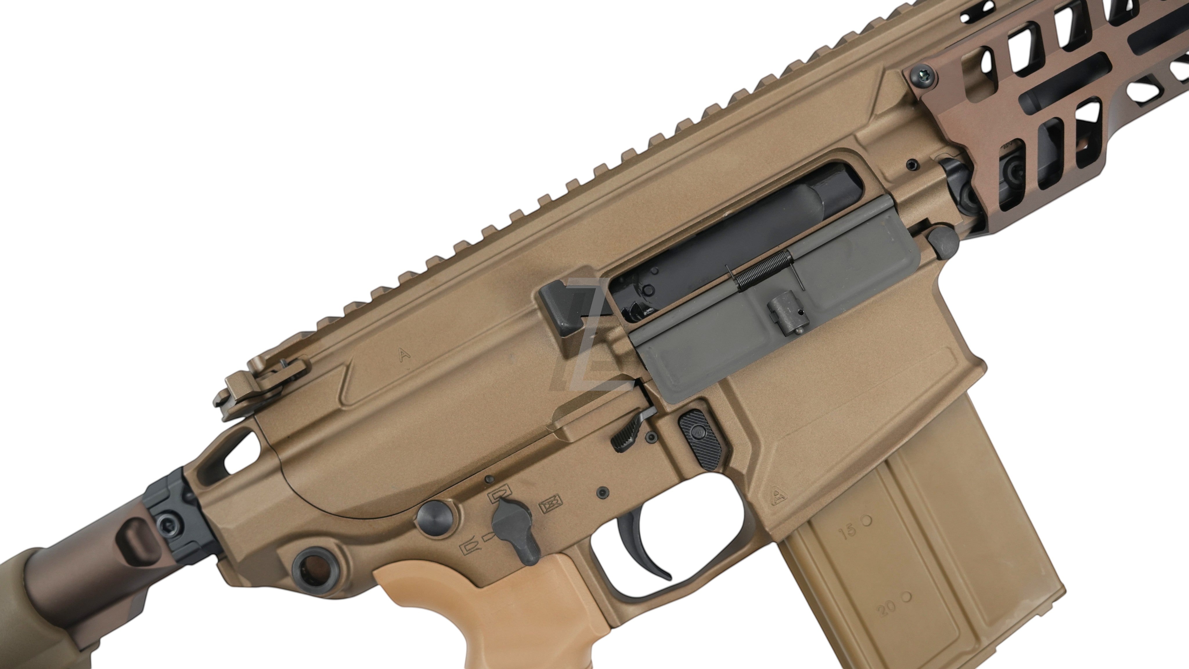 Landing Zone APFG XM7 GBB airsoft rifle in tan finish with CNC metal receiver and M-LOK handguard