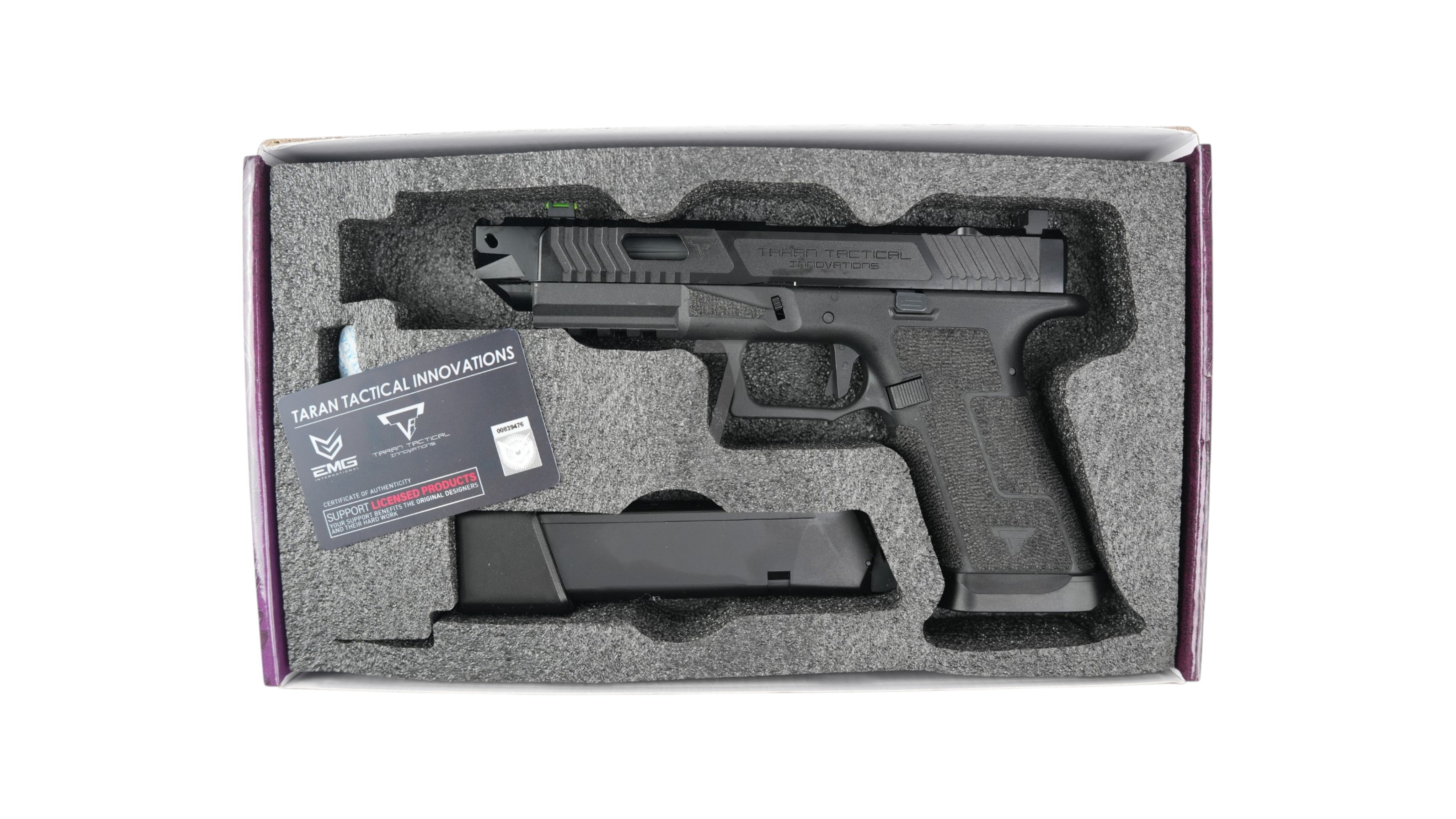 Landing Zone Army Armament TTI Ballerina G17 GBB airsoft pistol in black with magazine and certificate in foam box