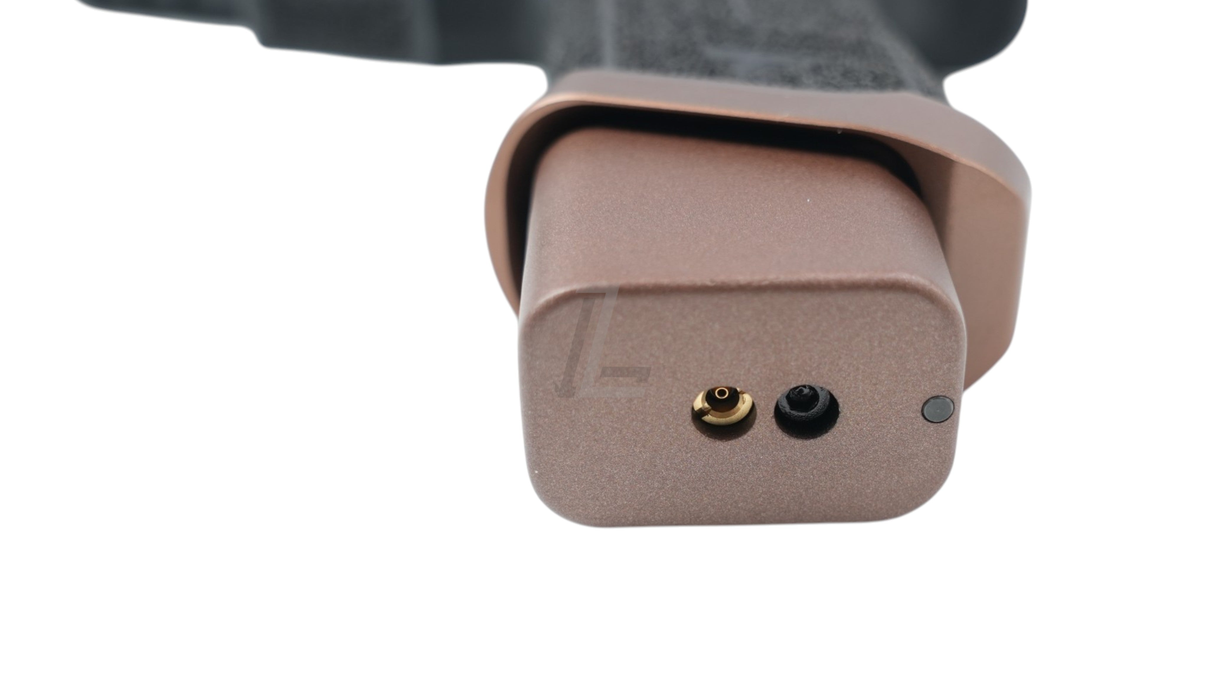 Landing Zone bronze TTI Ballerina G17 airsoft magazine base plate with gas valve