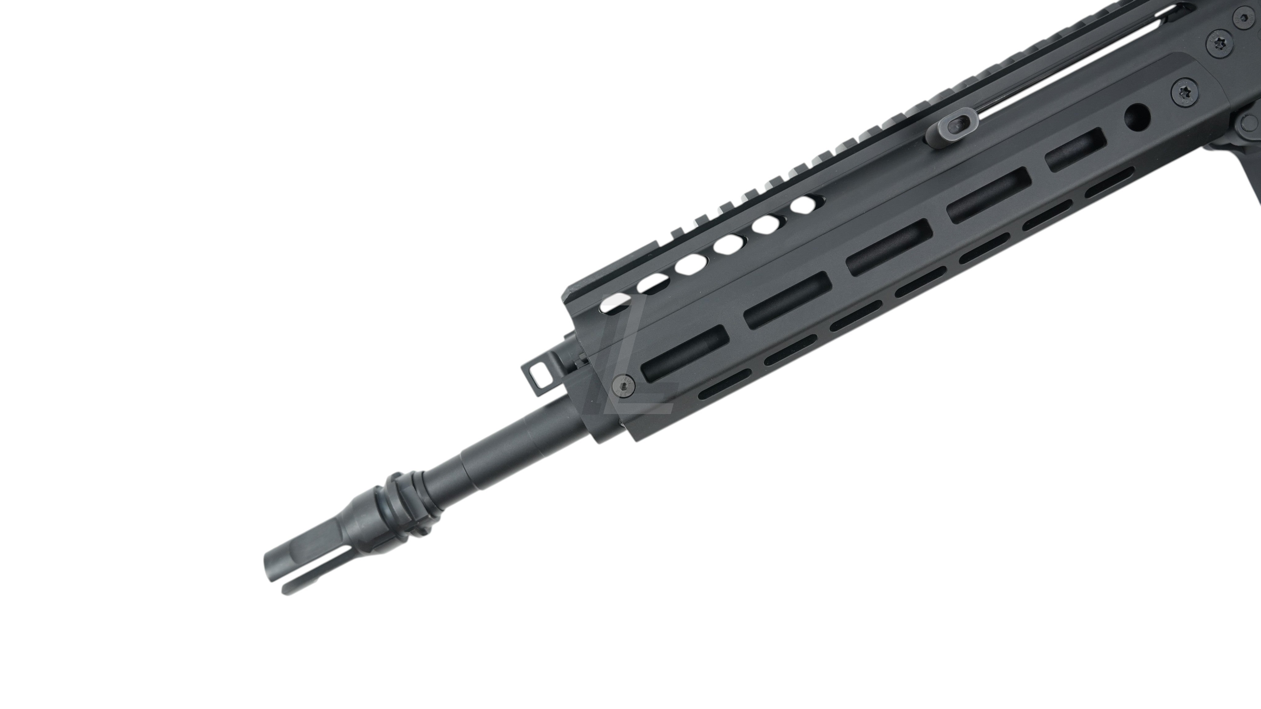 Landing Zone Double Eagle DWS Lupus 13.7 GBB airsoft rifle barrel and black M-LOK handguard