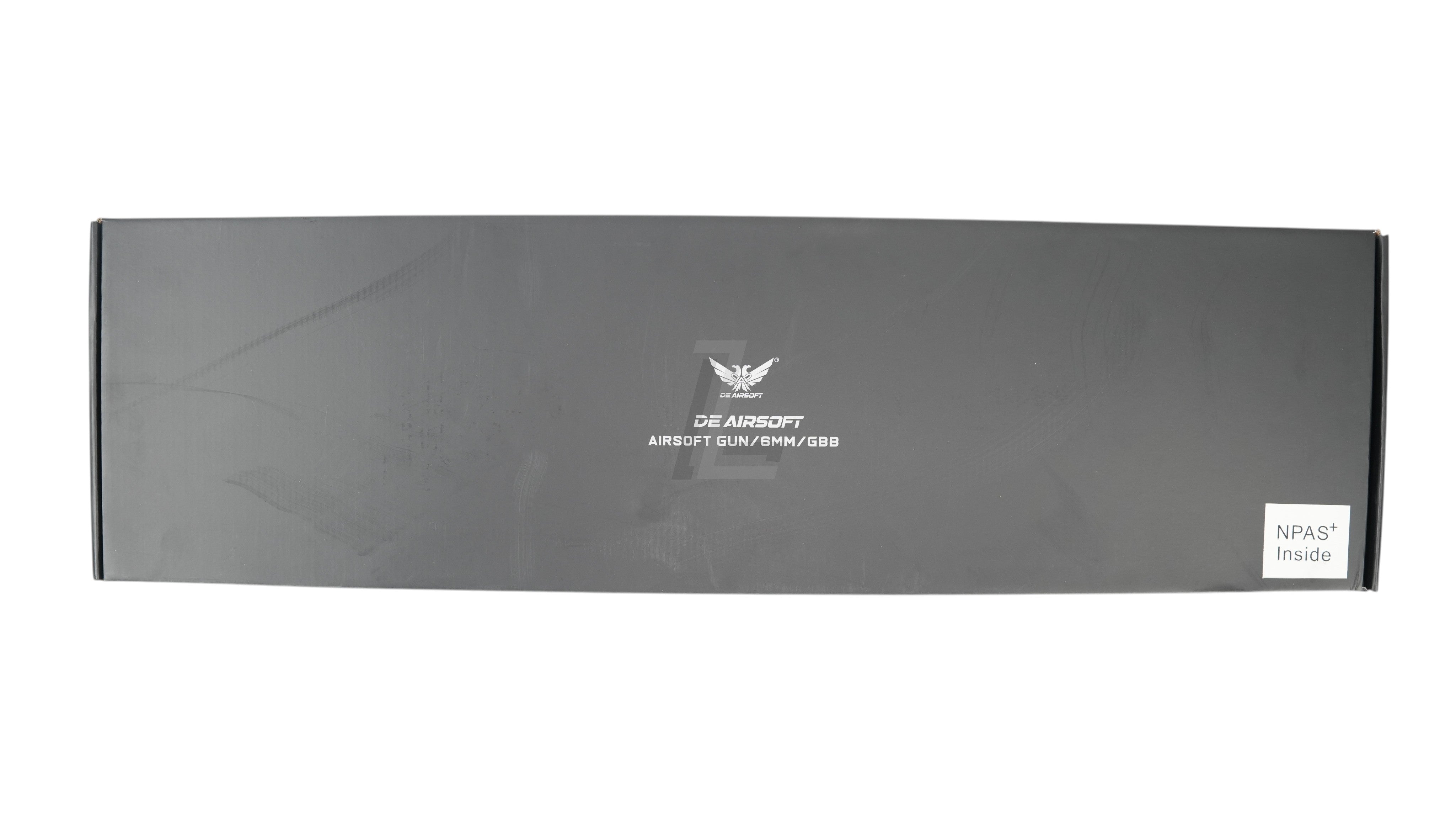 Landing Zone black packaging box for Double Eagle DWS Lupus 13.7 GBB airsoft rifle with NPAS inside label
