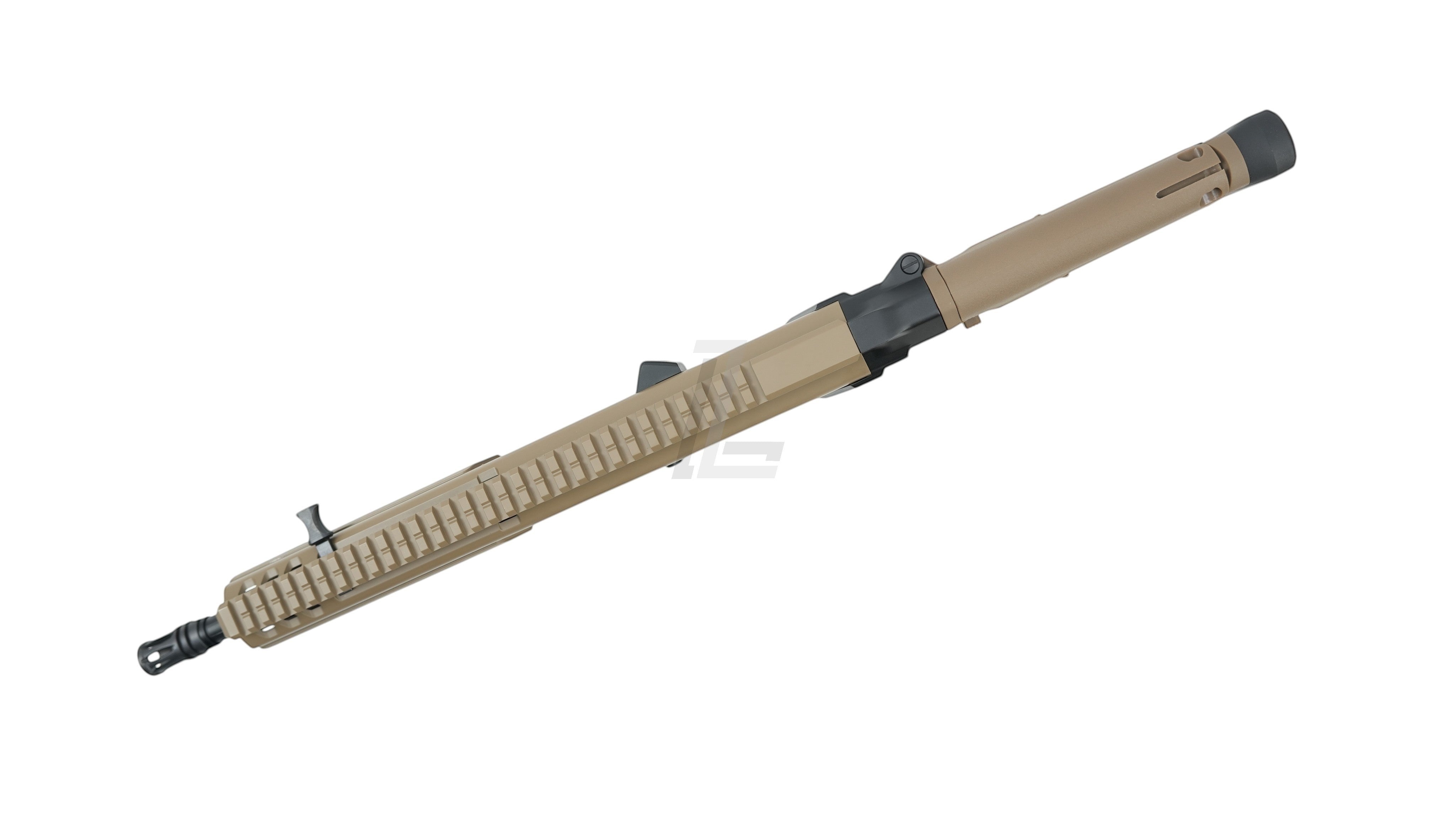 Landing Zone Double Eagle DWS Lupus 8.5 GBB airsoft rifle upper receiver in flat dark earth with tactical rail system