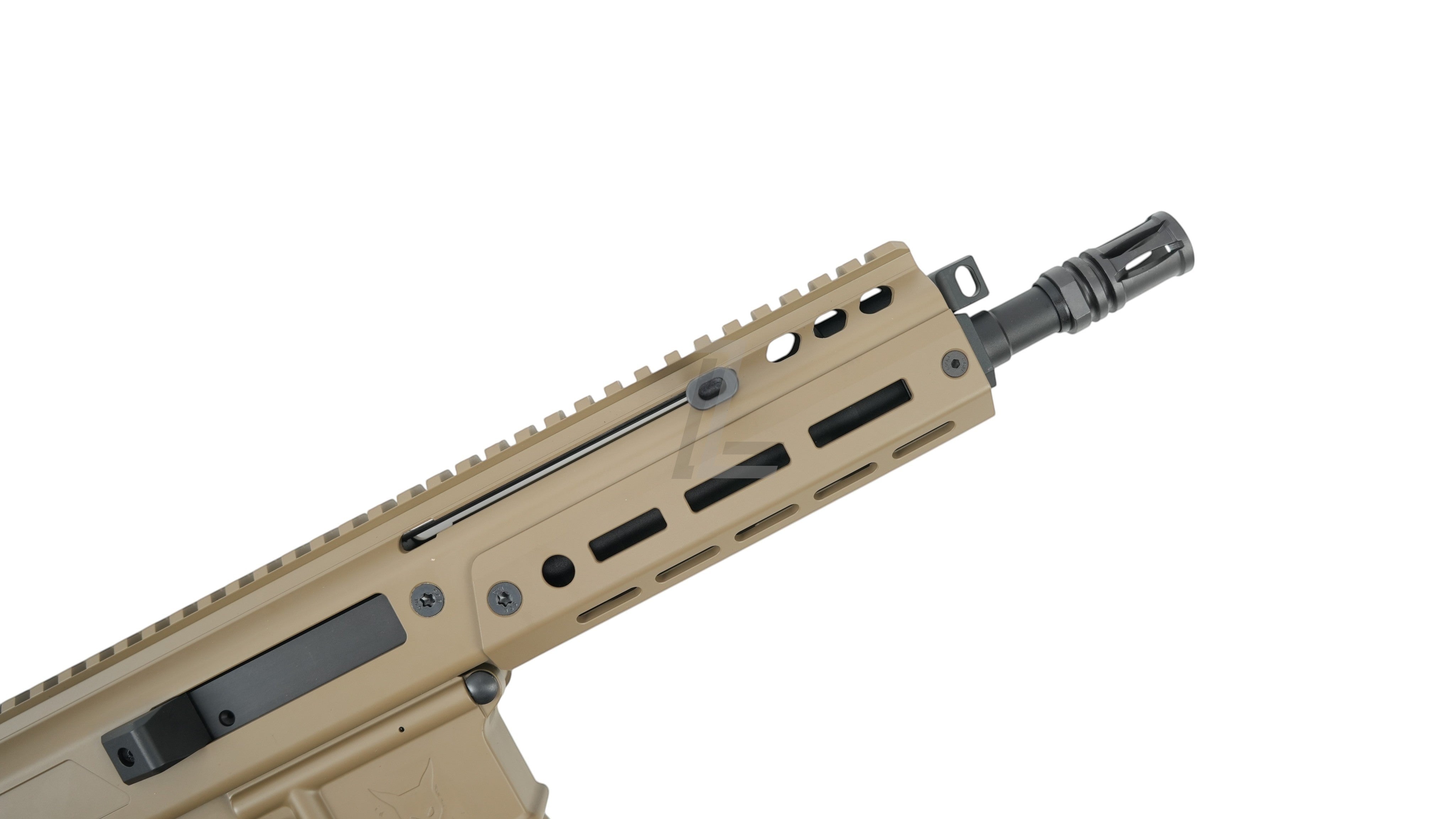Landing Zone Double Eagle DWS Lupus 8.5 GBB airsoft rifle handguard in FDE finish with tactical rail system