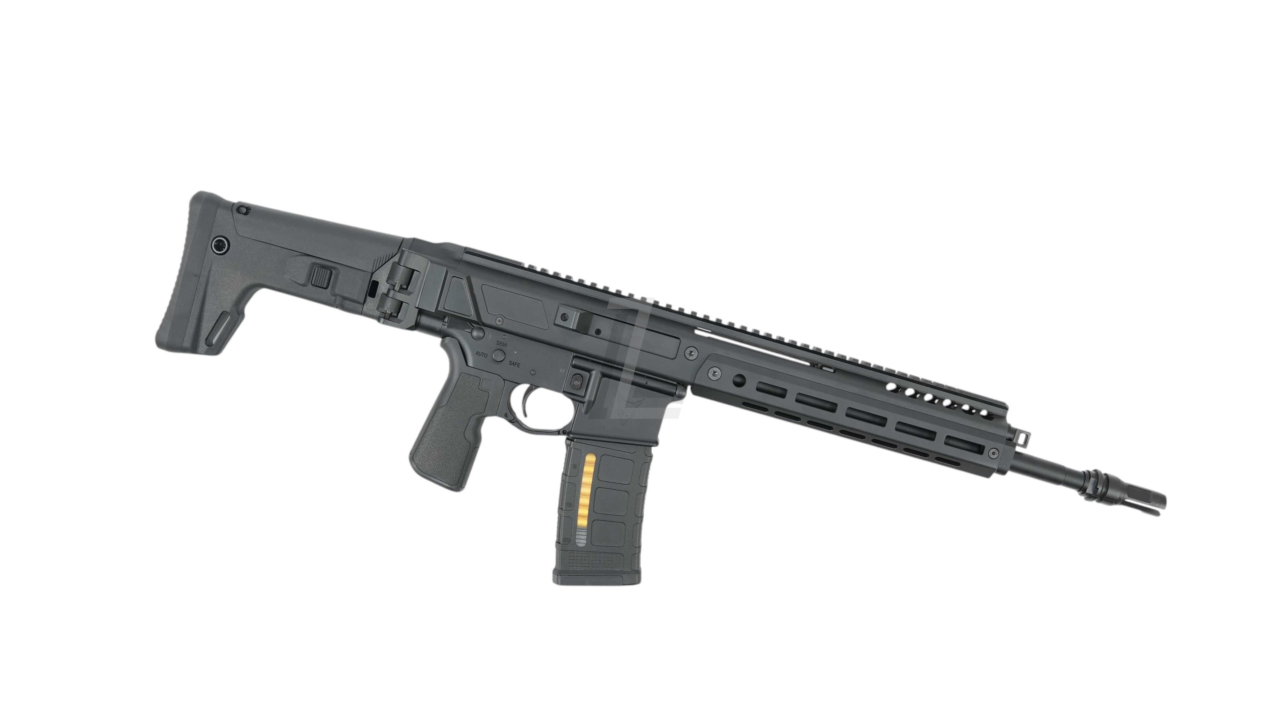 Landing Zone Double Eagle DWS Lupus 13.7 GBB airsoft rifle in black with M-LOK handguard and realistic recoil system