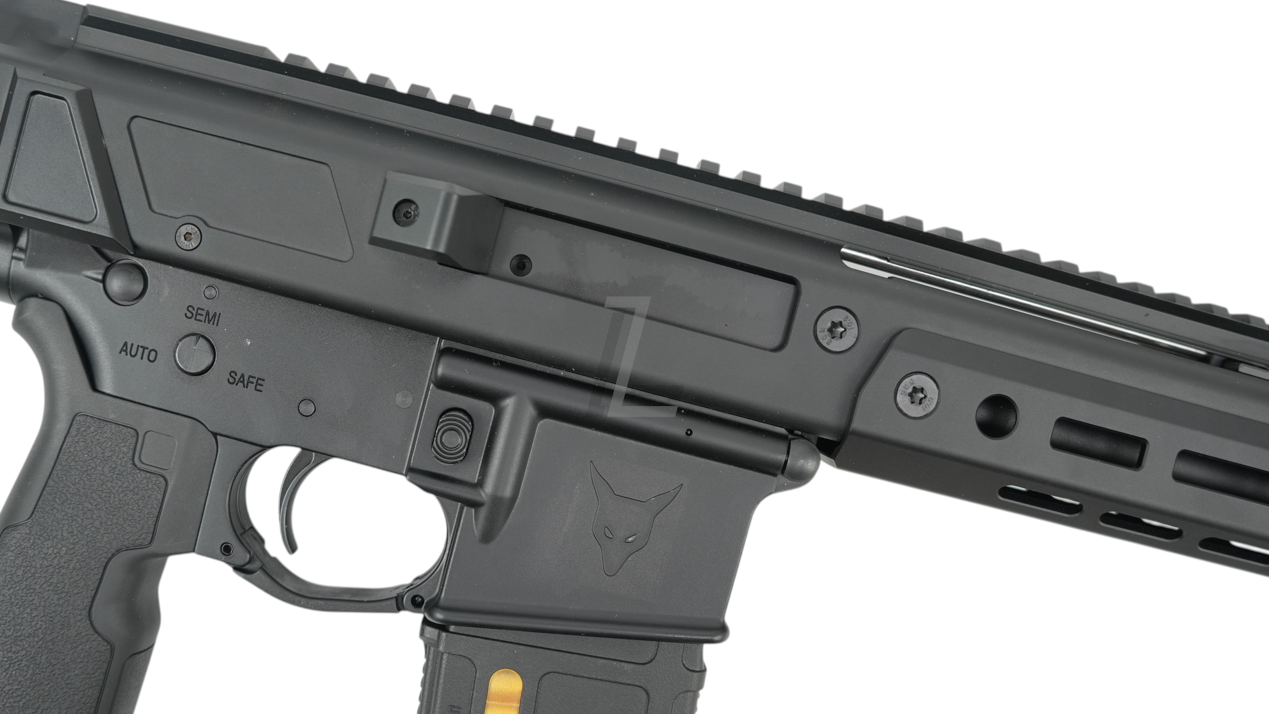 Landing Zone Double Eagle DWS Lupus 13.7 GBB airsoft rifle in black with M-LOK handguard and tactical receiver