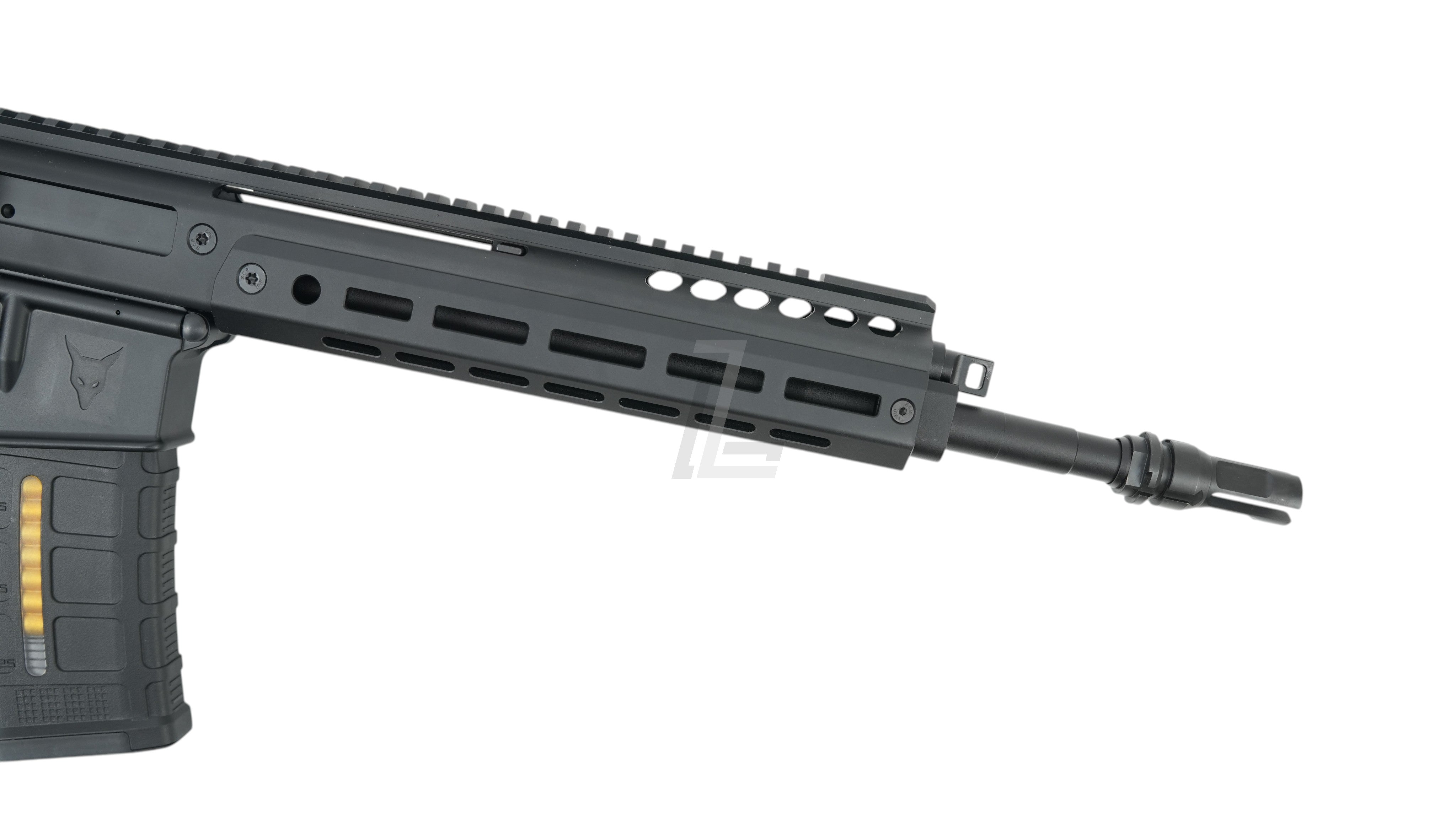 Landing Zone Double Eagle DWS Lupus 13.7 GBB airsoft rifle in black with M-LOK handguard and tactical design