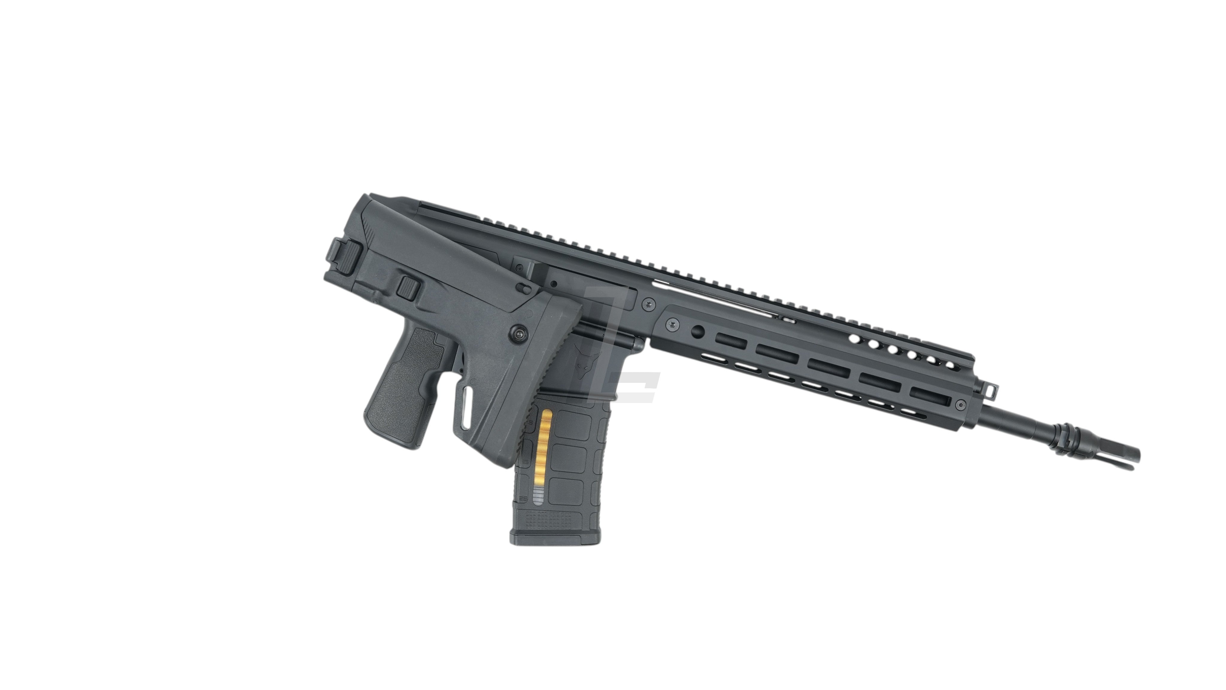 Landing Zone Double Eagle DWS Lupus 13.7 GBB airsoft rifle in black with M-LOK handguard and folding stock