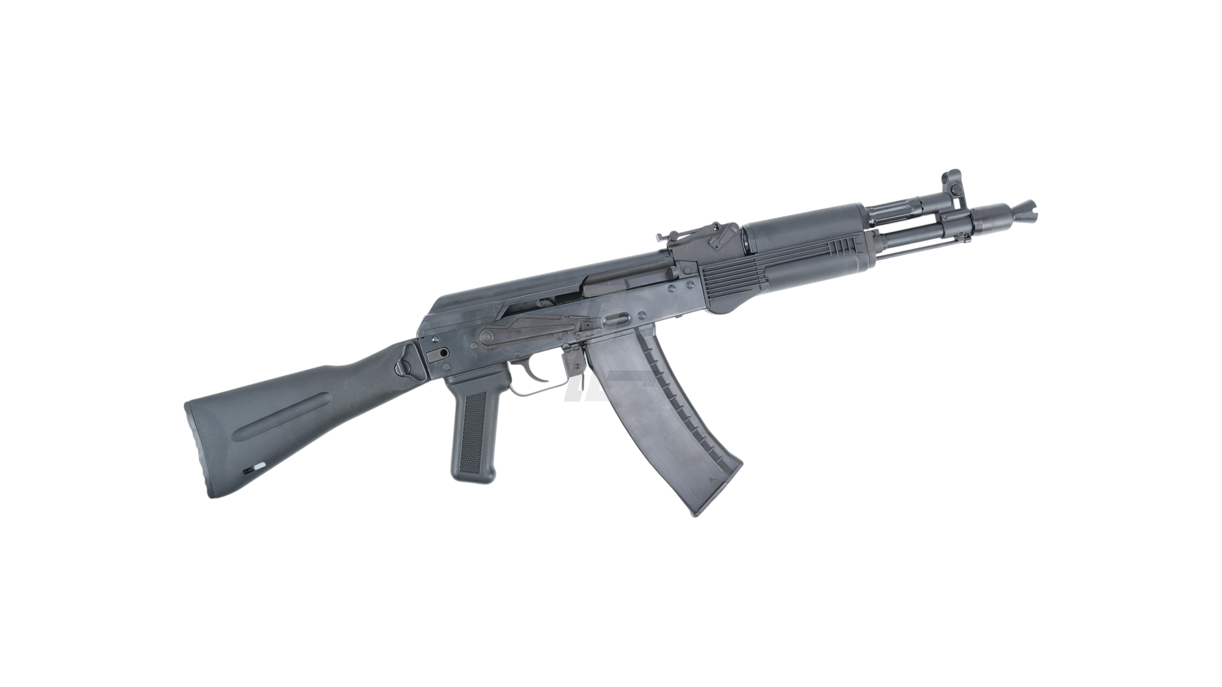 Landing Zone GHK AK105 V3 gas blowback airsoft rifle in black with a compact carbine design and realistic recoil system