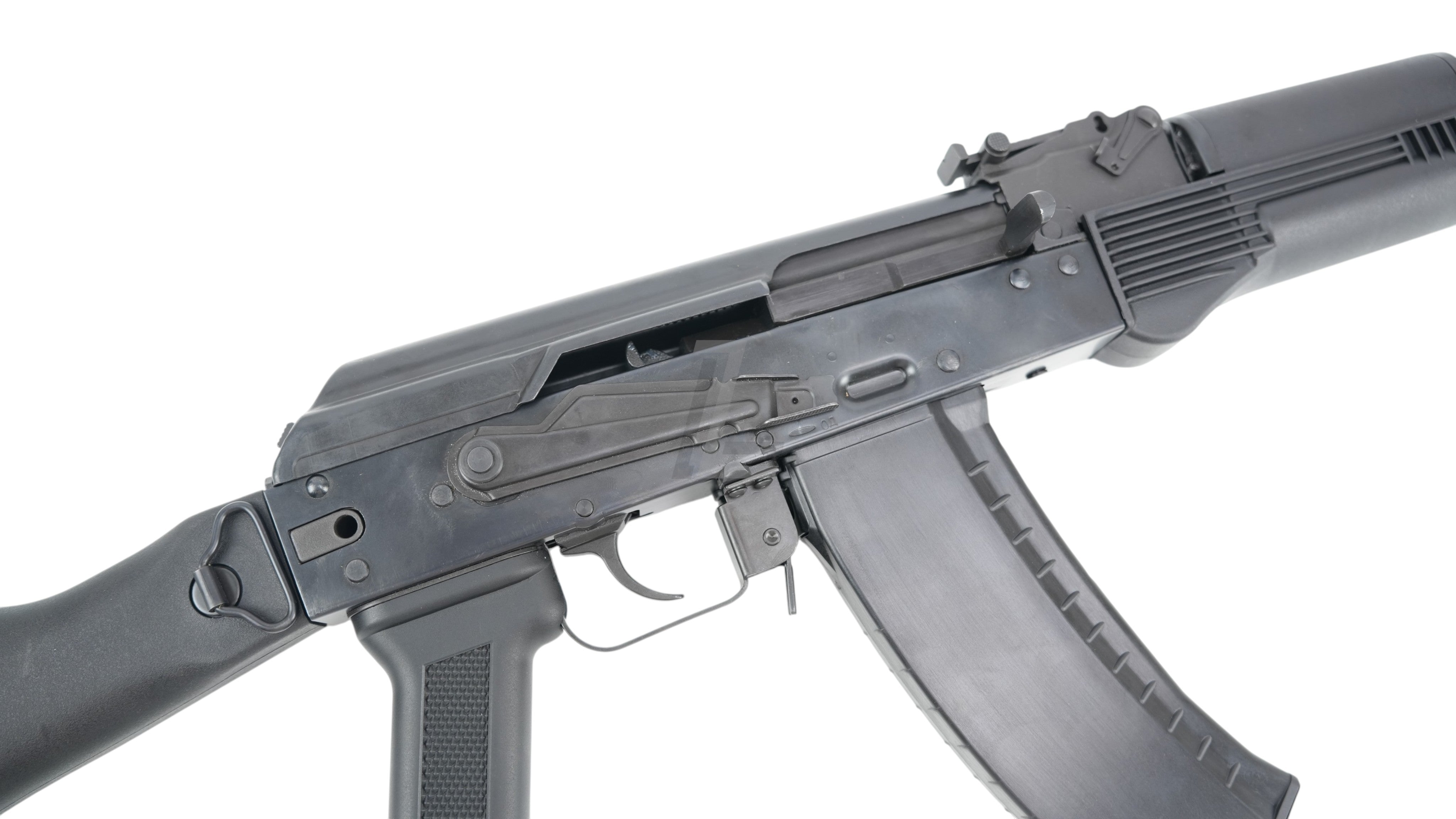 Landing Zone GHK AK105 V3 GBB airsoft rifle in black with realistic gas blowback mechanism and compact design