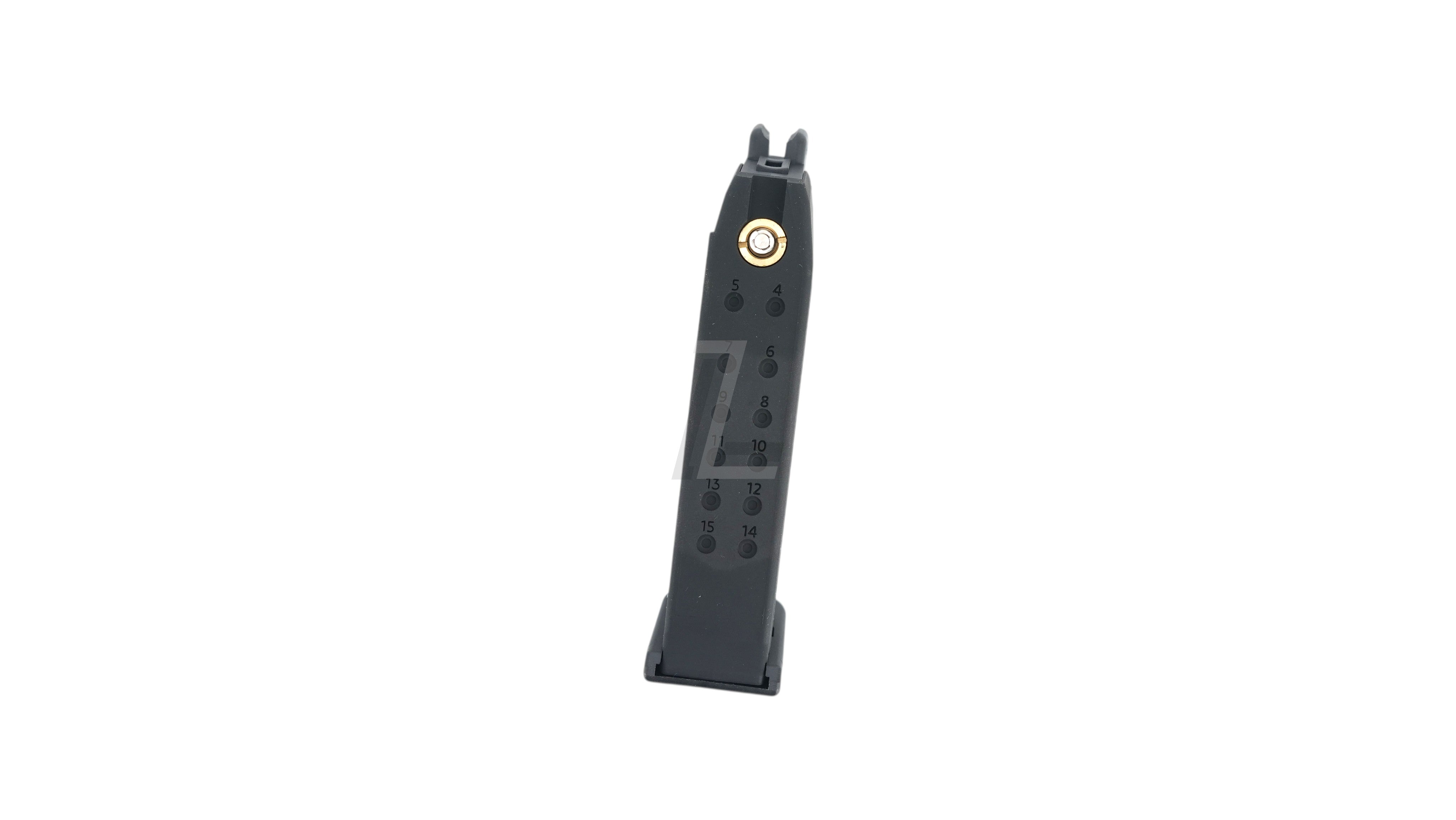 Landing Zone GUARDER lightweight aluminum magazine for Marui G19 Gen5 in black with numbered capacity indicators
