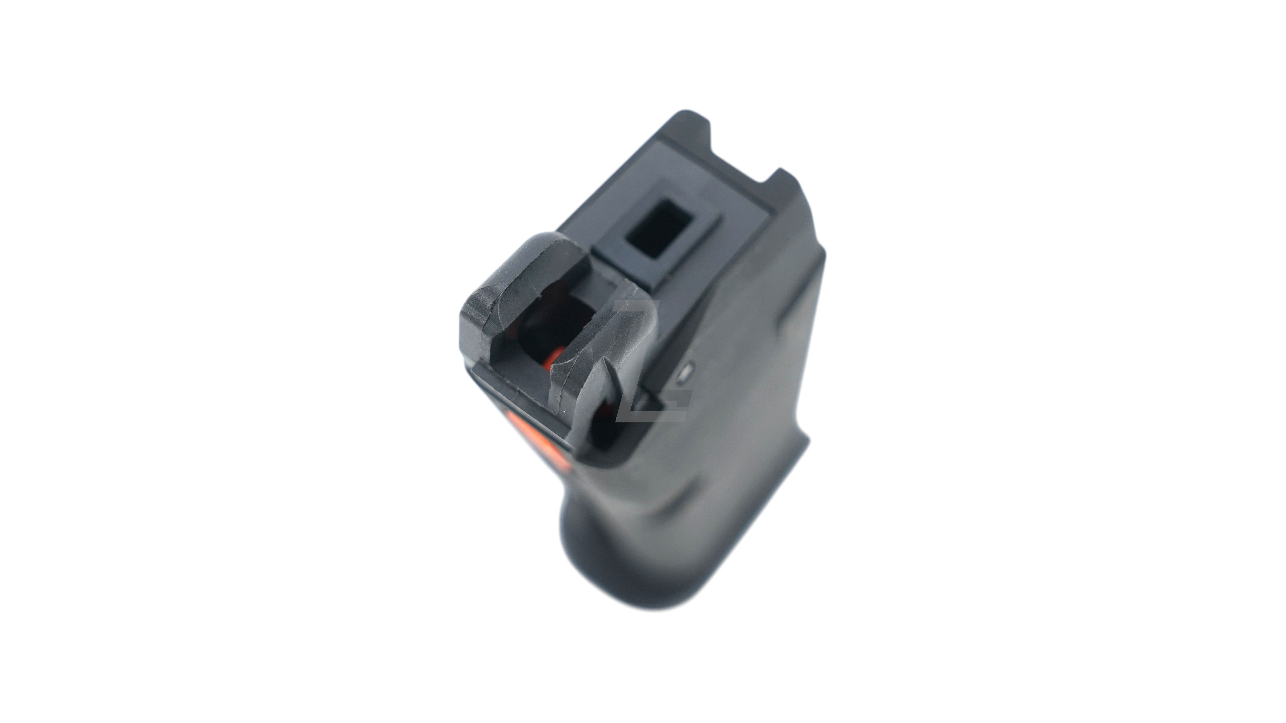 Landing Zone Guarder lightweight aluminum magazine for Marui G19 Gen5 in black, top view showing feed lips.