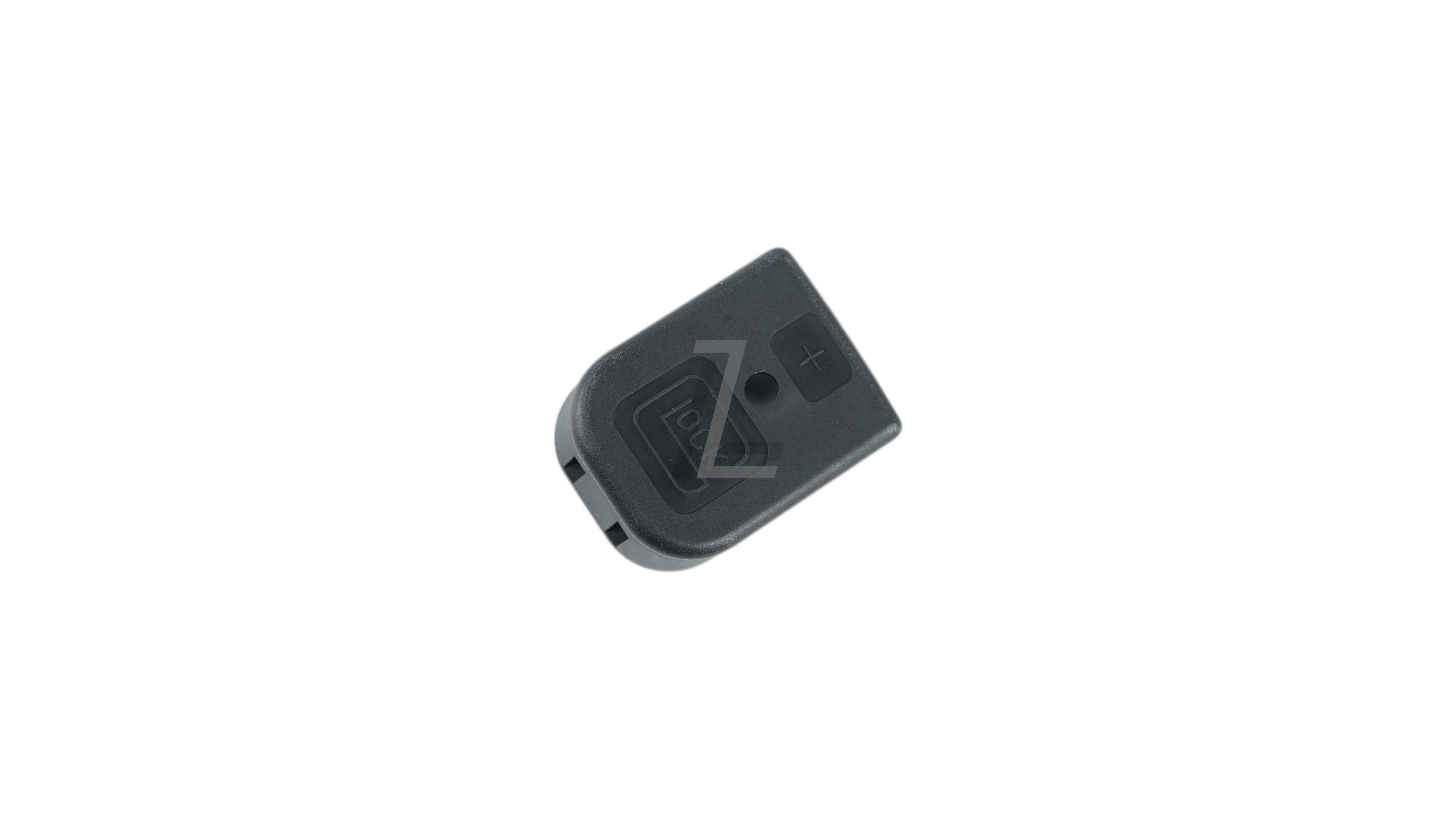 Landing Zone black Guarder G-Series GBB magazine base extension with plus sign detail