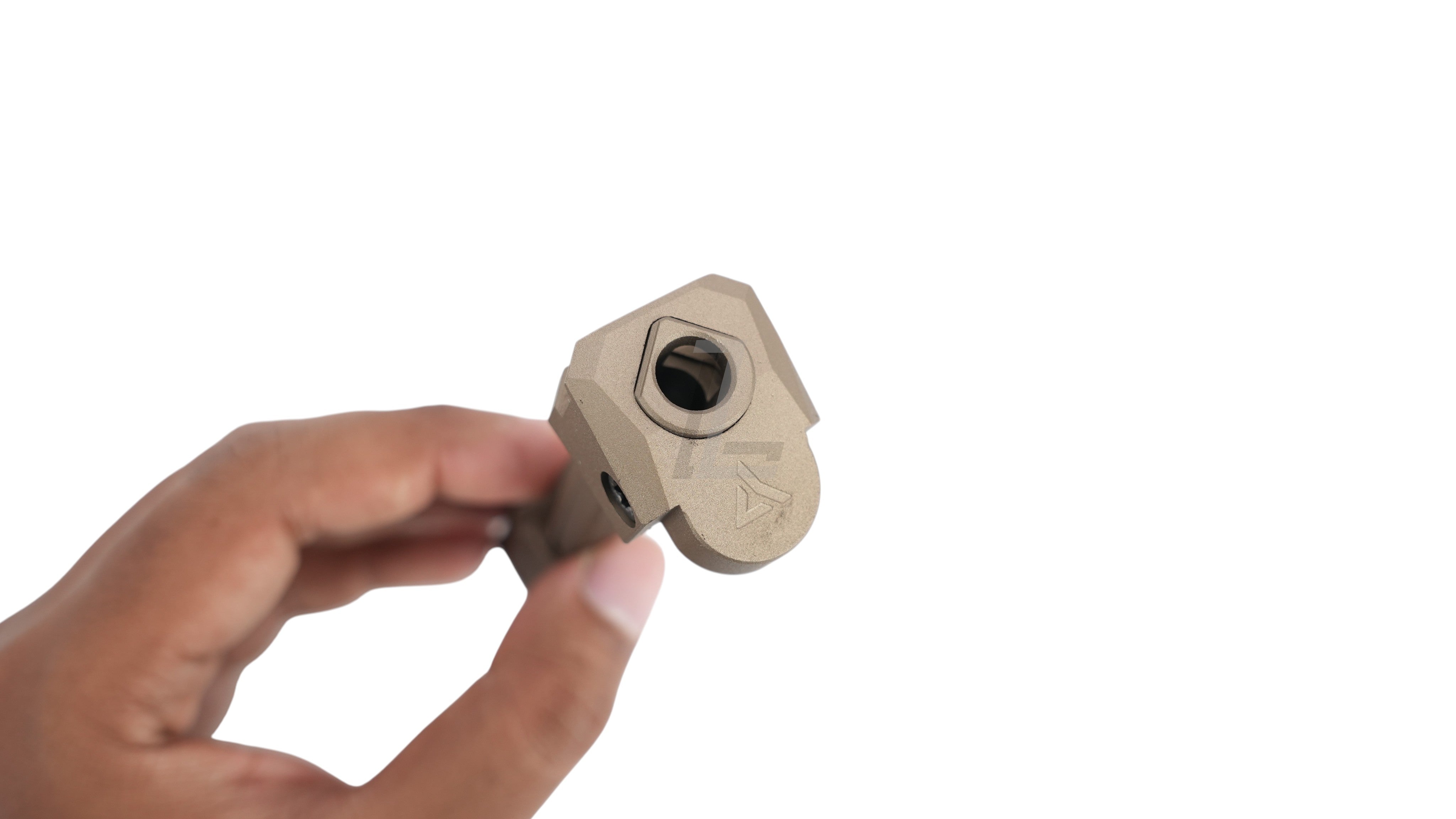 Landing Zone GUNDAY RA style tan aluminum outer barrel with compensator for Marui G17 Gen5 MOS GBB held in hand