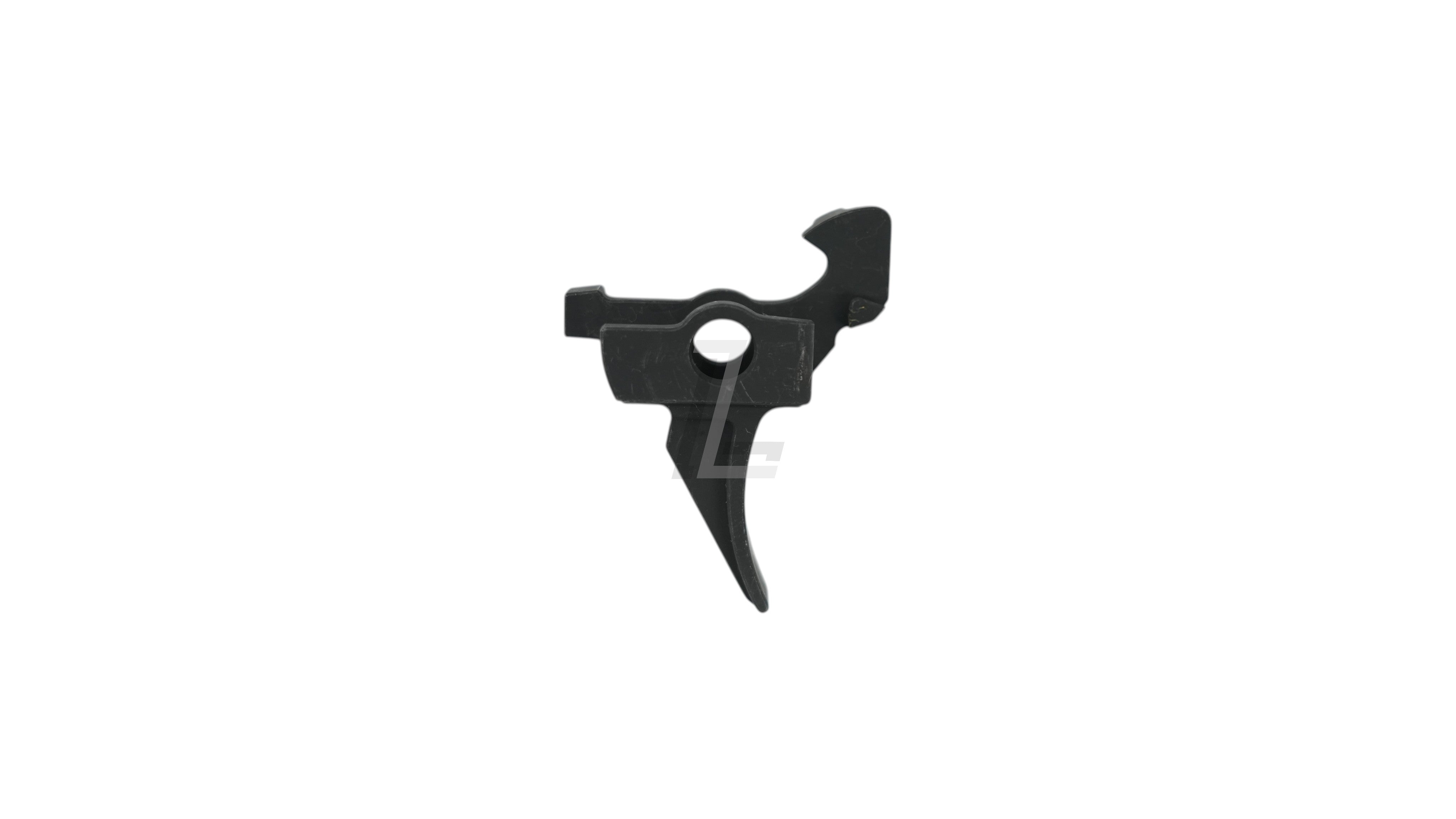 Landing Zone Hephaestus CNC steel tactical trigger for Tokyo Marui AKM GBBR airsoft rifle in matte black finish.