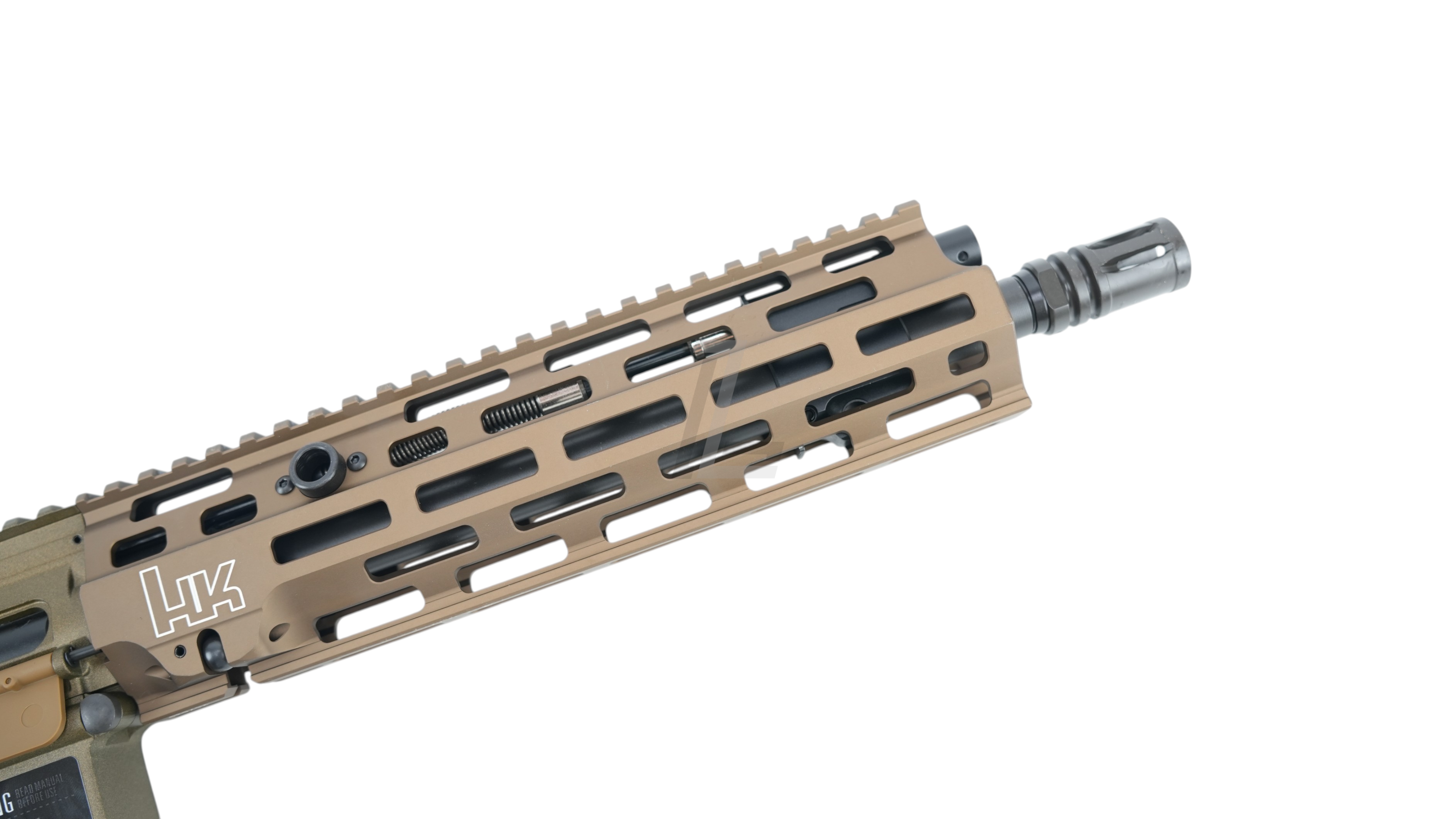 Landing Zone VFC Umarex HK416A5 GBB airsoft rifle featuring a tan RAL8000 M-LOK handguard and HK branding