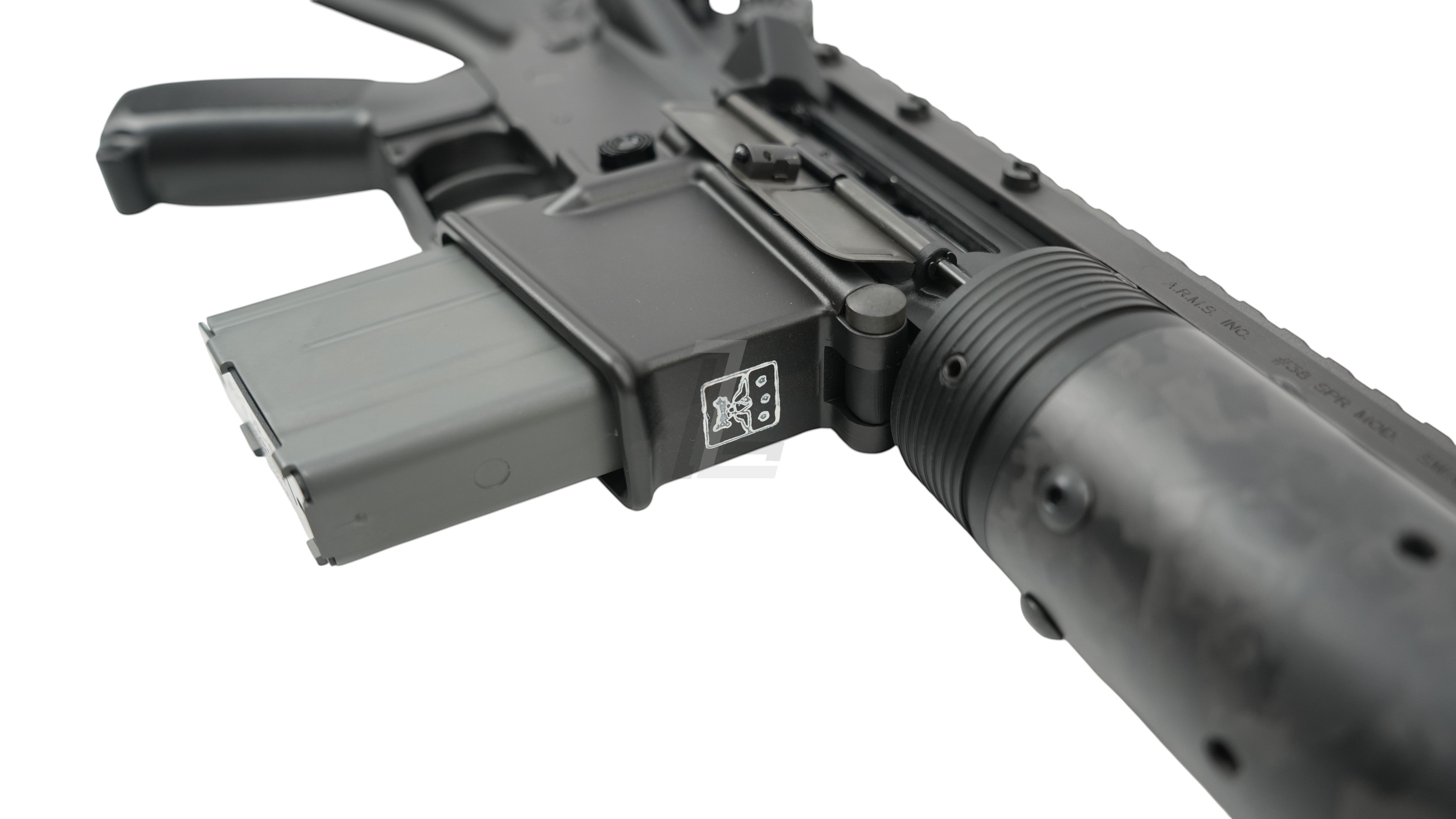 Landing Zone MARKSMAN MK12 Mod0 Gen2 GBB airsoft rifle featuring a black metal receiver and detailed magazine well