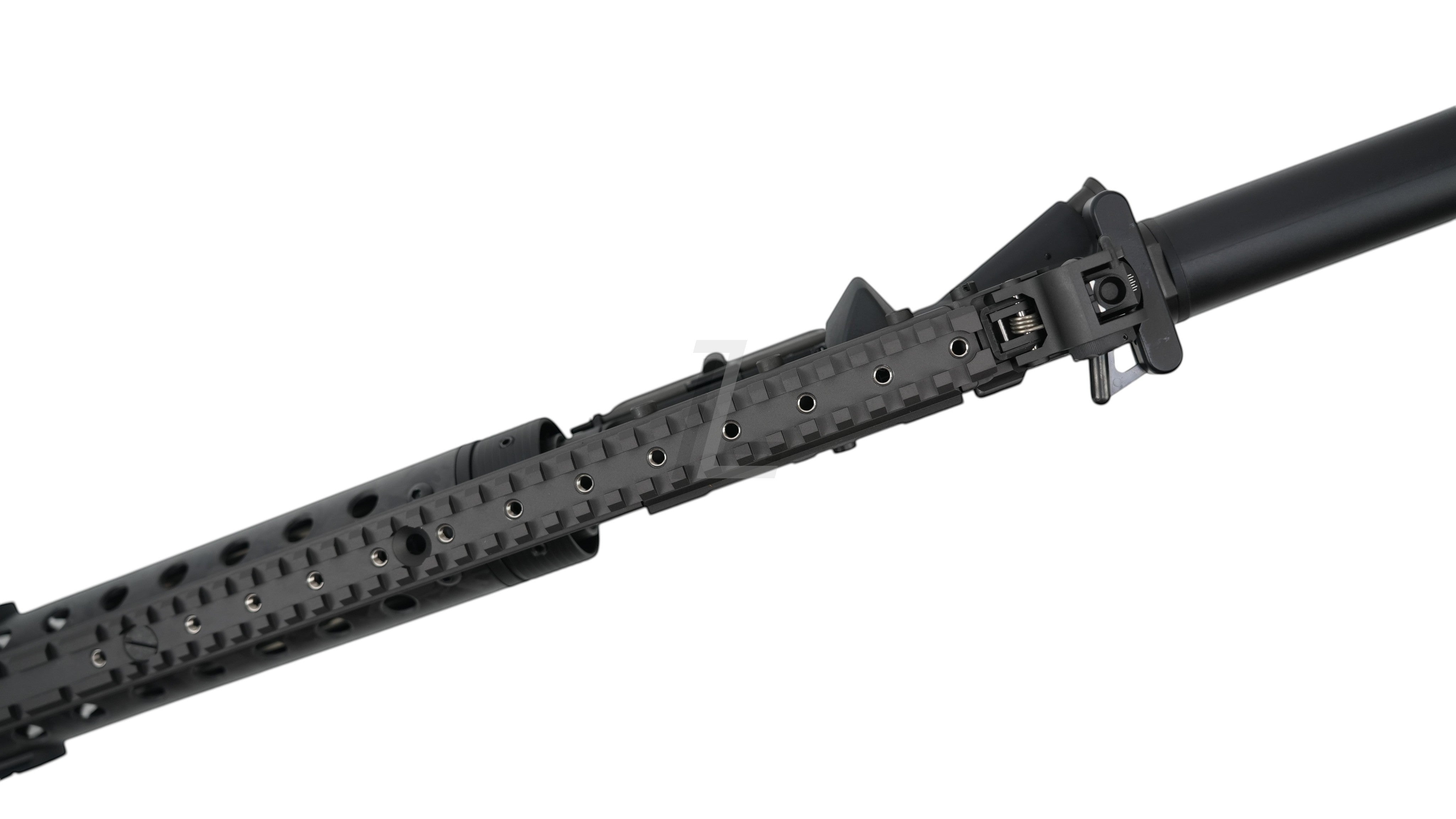 Landing Zone MARKSMAN MK12 Mod0 Gen2 GBB airsoft rifle featuring a black metal free-float handguard and top rail.