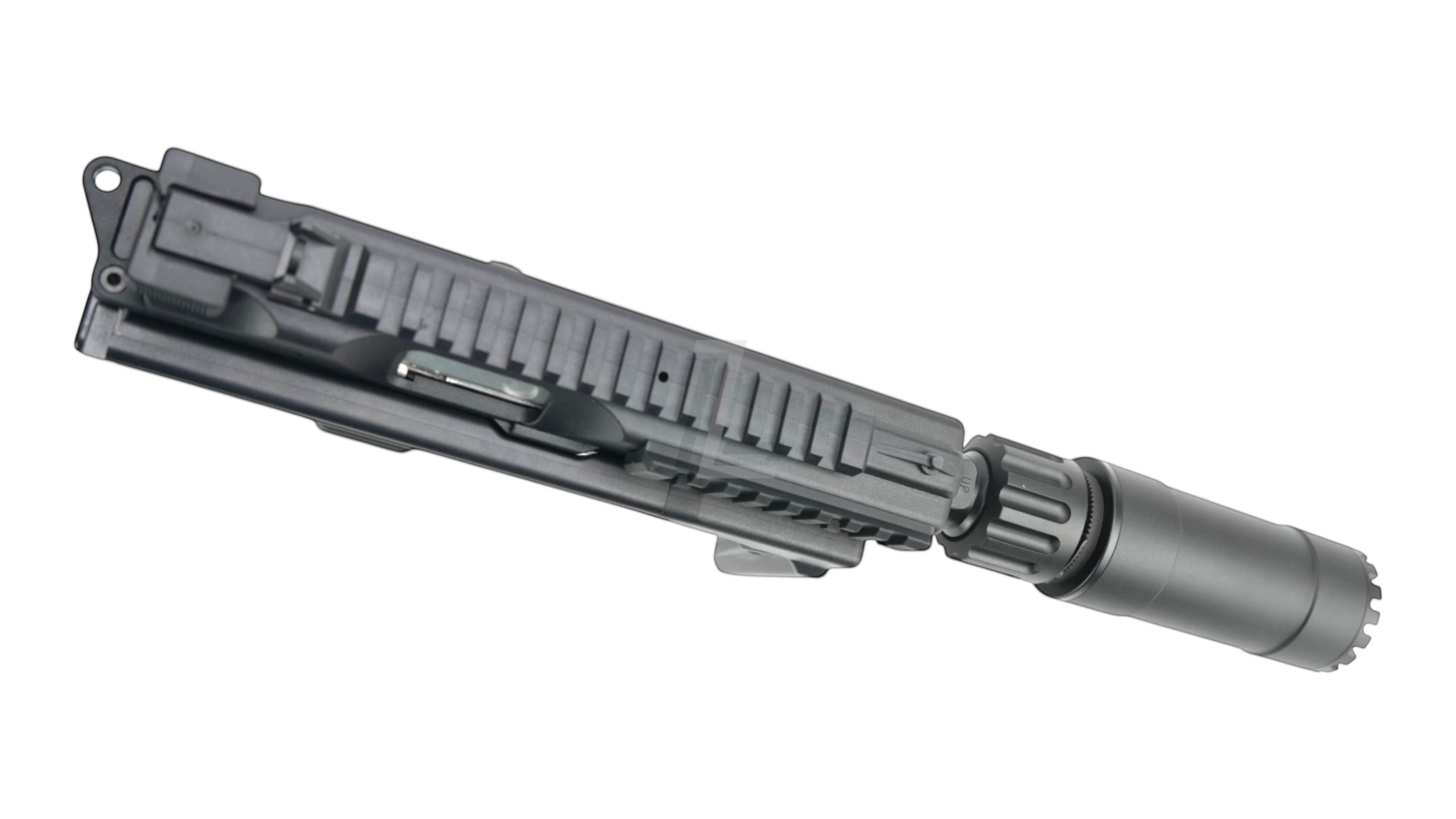 Landing Zone MARUYAMA MP-IX MP9 DX GBB airsoft upper receiver with integrated rail and black suppressor