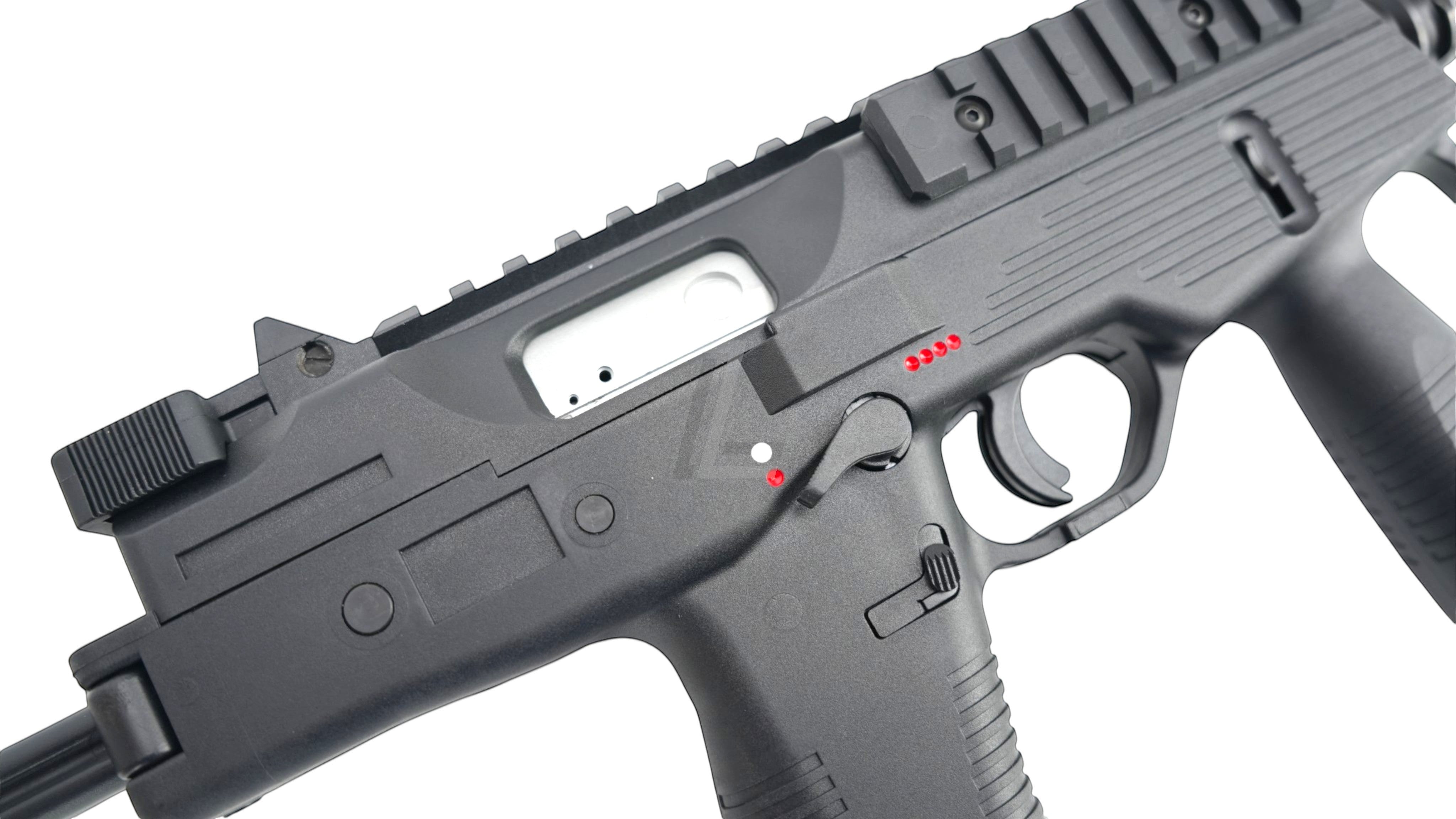 Landing Zone MARUYAMA MP-IX MP9 DX GBB airsoft submachine gun featuring a matte black finish and tactical rail system.