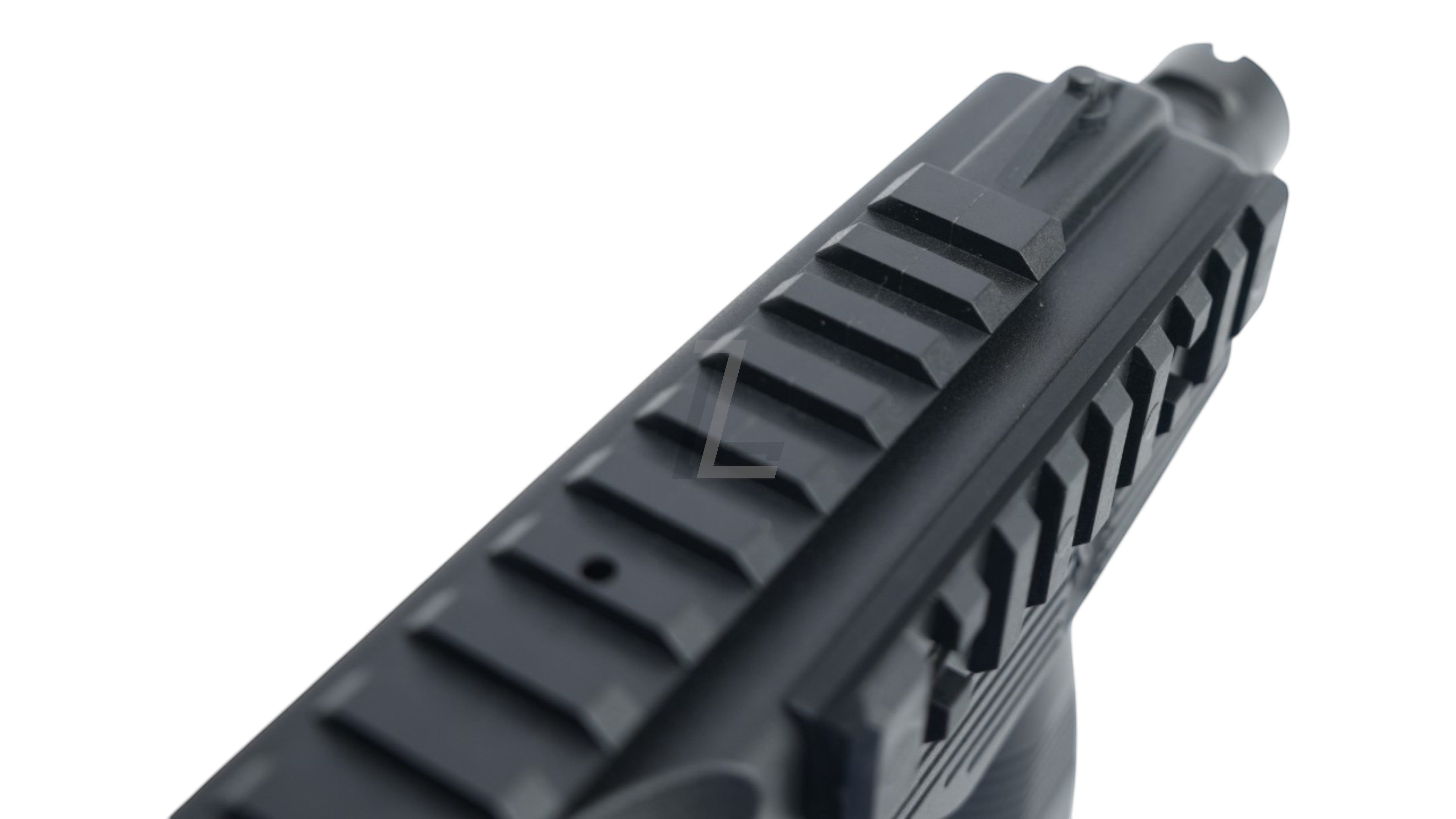 Landing Zone Maruyama MP-IX MP9 DX GBB airsoft top rail detail in black matte finish