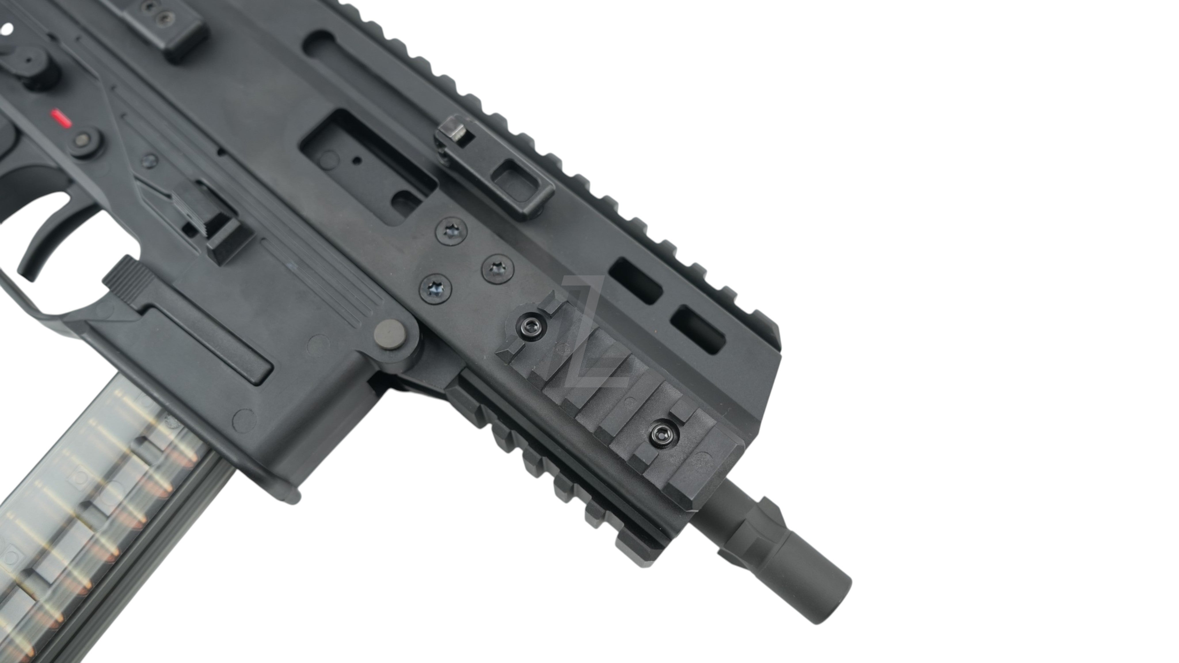 Landing Zone MARUYAMA SCW-9K PRO black gas blowback airsoft SMG with tactical rail and magazine