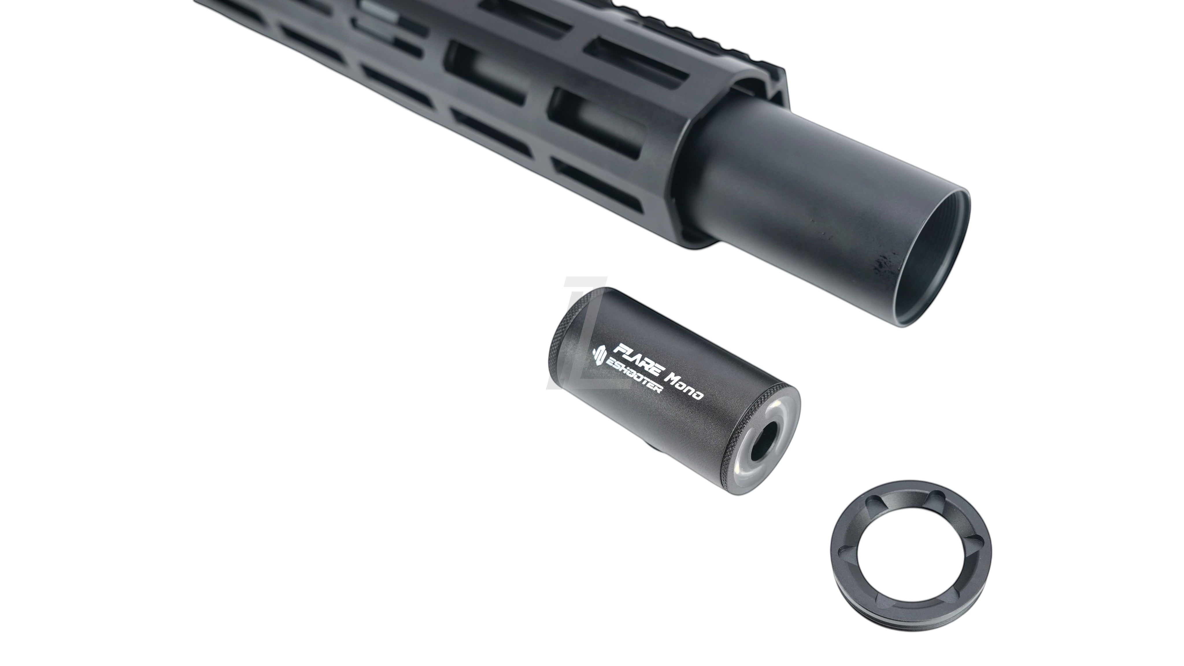 Landing Zone Double Eagle EMG Noveske N4 rifle barrel with Eshooter Flare Mono tracer unit and locking ring