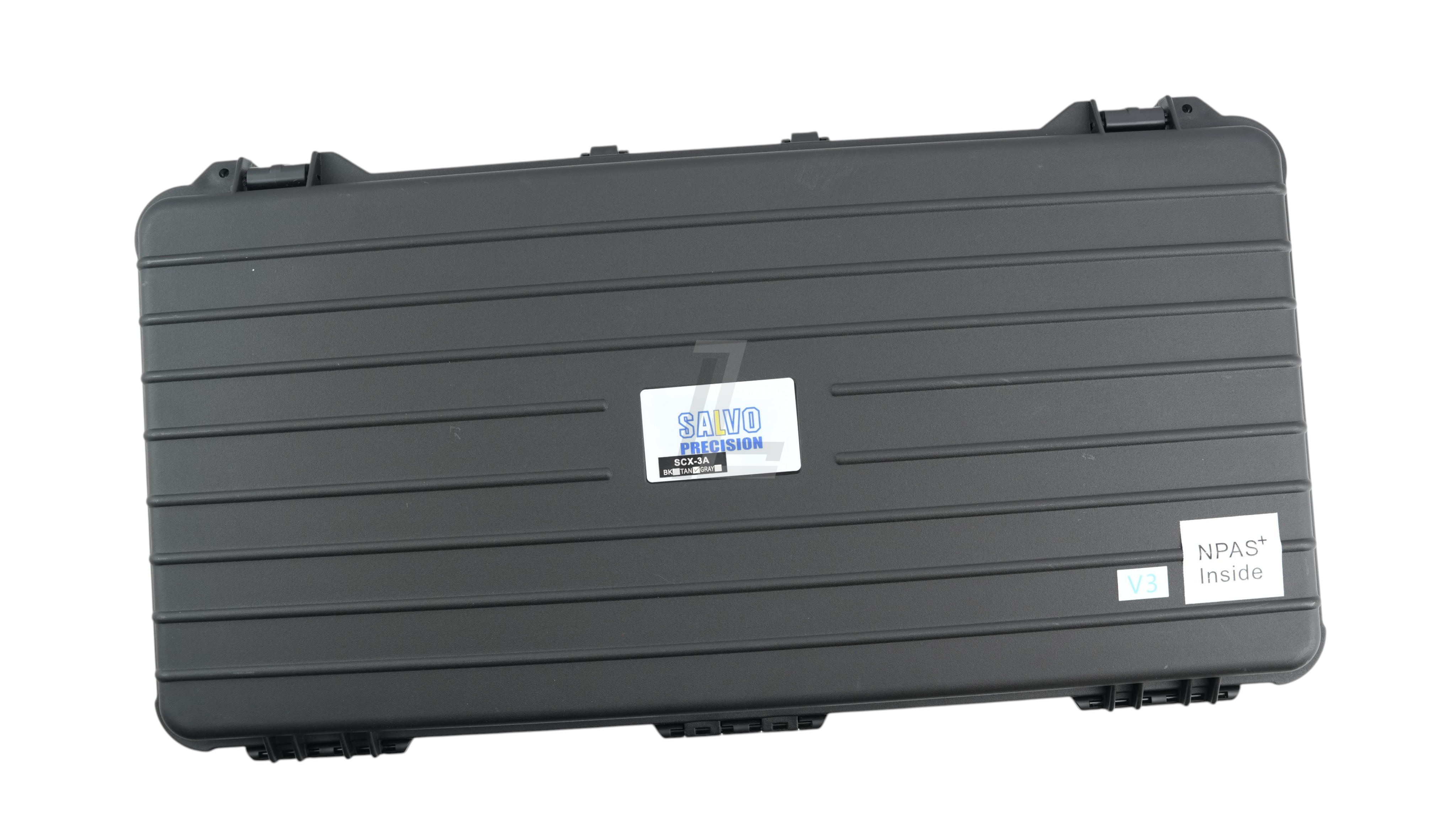 Landing Zone black hard protective carrying case for SALVO PRECISION MCX SPEAR airsoft rifle with V3 and NPAS labels