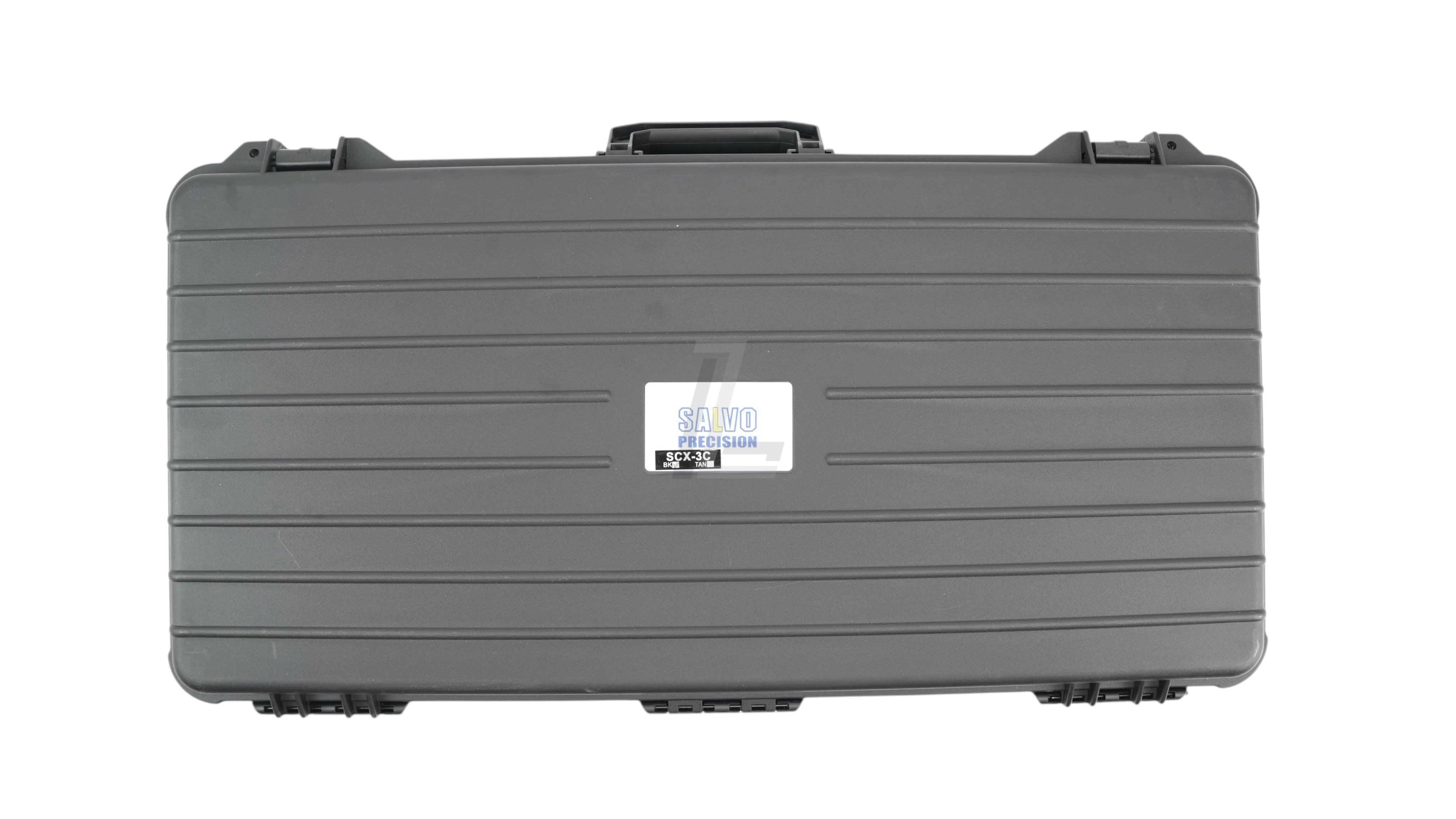 Landing Zone black hard protective carrying case for Salvo Precision MCX Rattler airsoft rifle with brand label