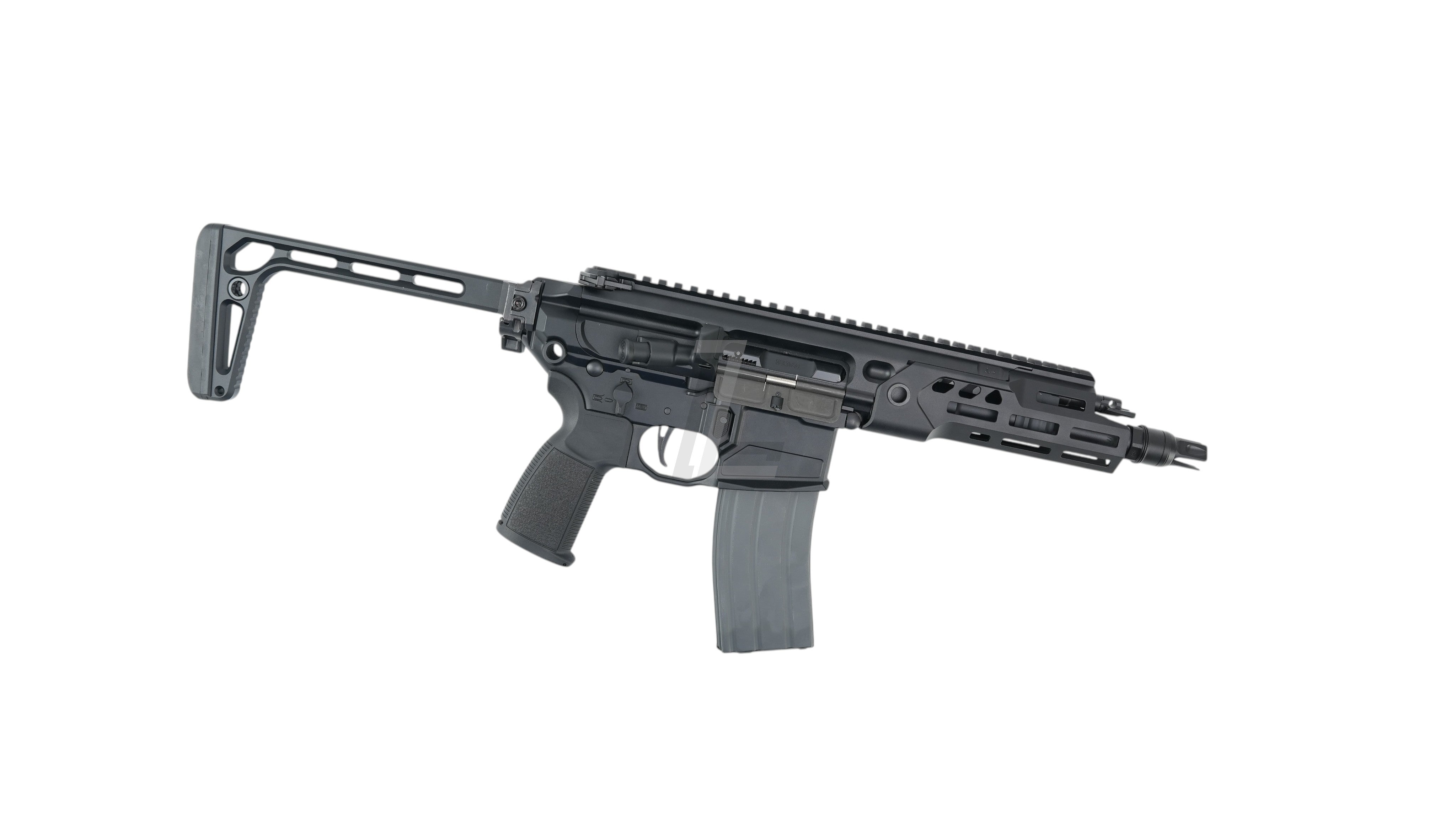 Landing Zone SALVO PRECISION MCX Rattler LT GBB airsoft rifle in black with a 7.75-inch barrel and no markings.