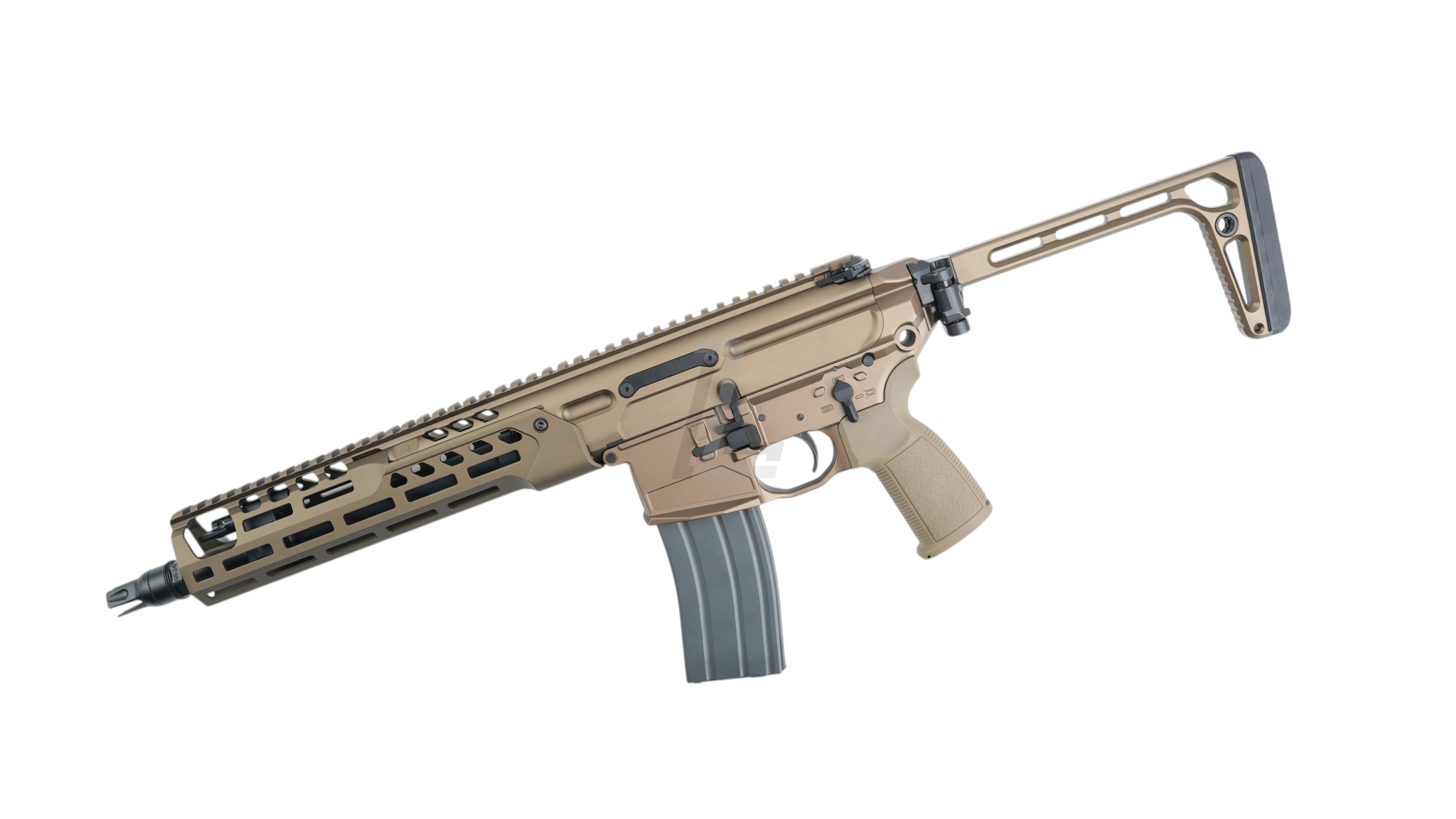 Landing Zone SALVO PRECISION MCX SPEAR V3 GBB airsoft rifle in dark earth with 11.5 inch barrel and MWS system