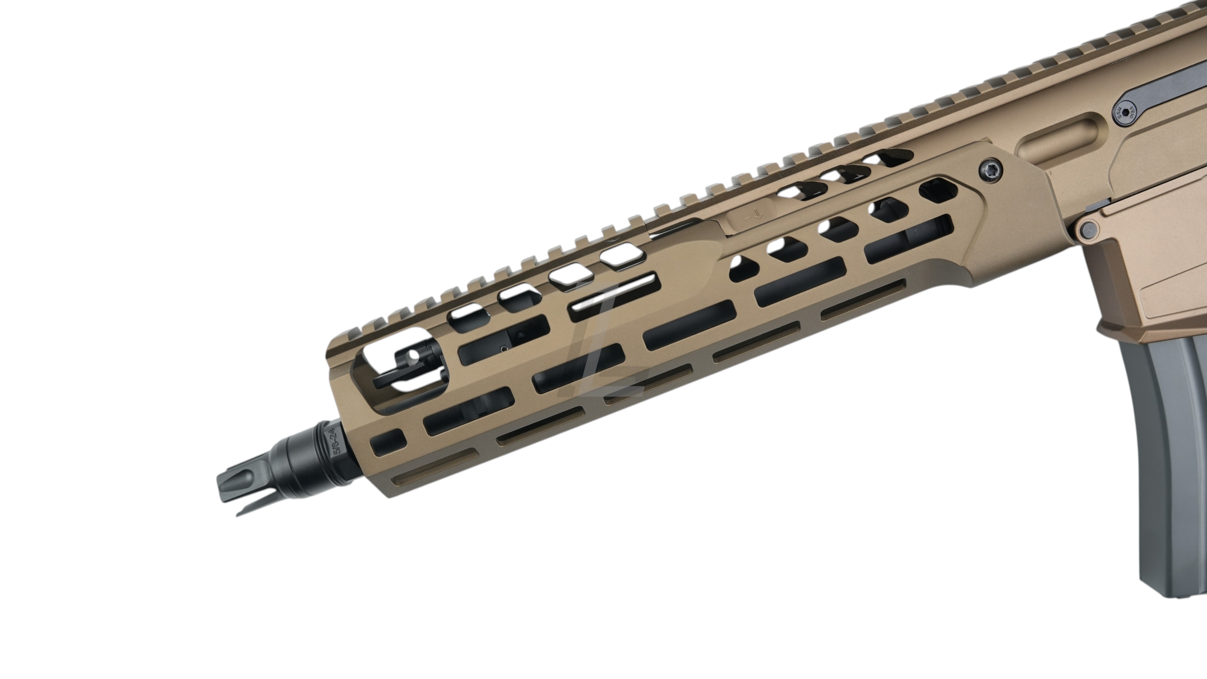 Landing Zone SALVO PRECISION MCX SPEAR V3 airsoft rifle in dark earth with 11.5-inch M-LOK handguard