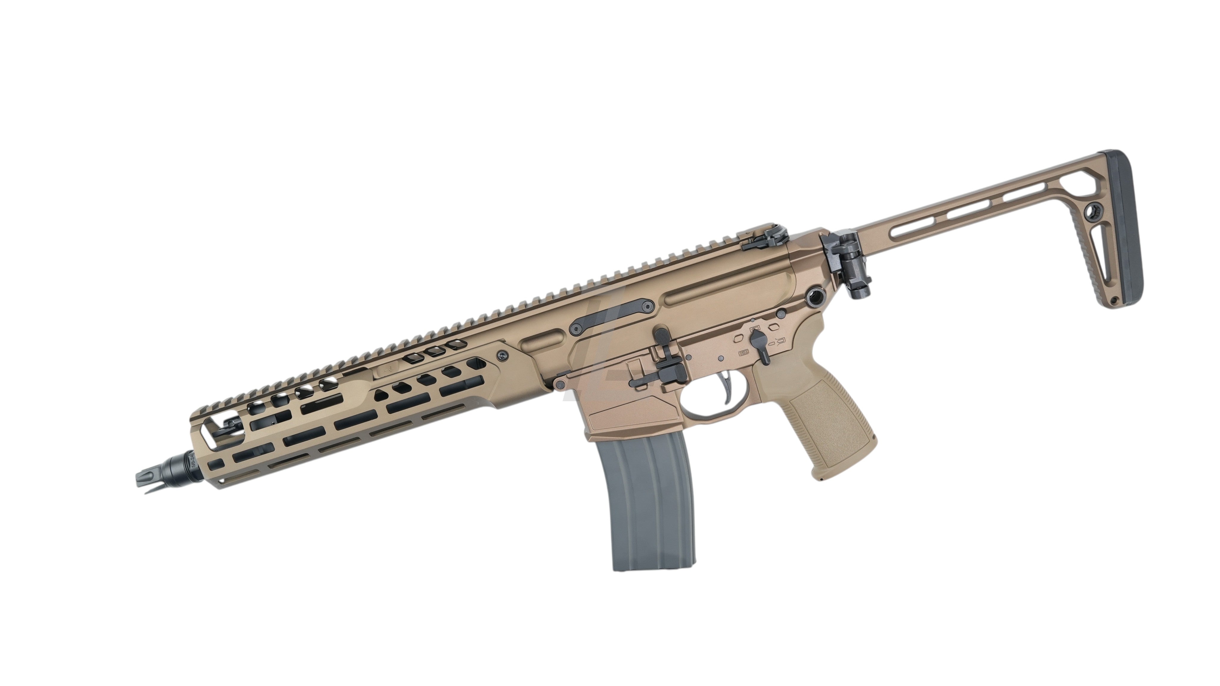 Landing Zone SALVO PRECISION MCX SPEAR LT 11.5 inch MWS GBB airsoft rifle in dark earth finish with no markings