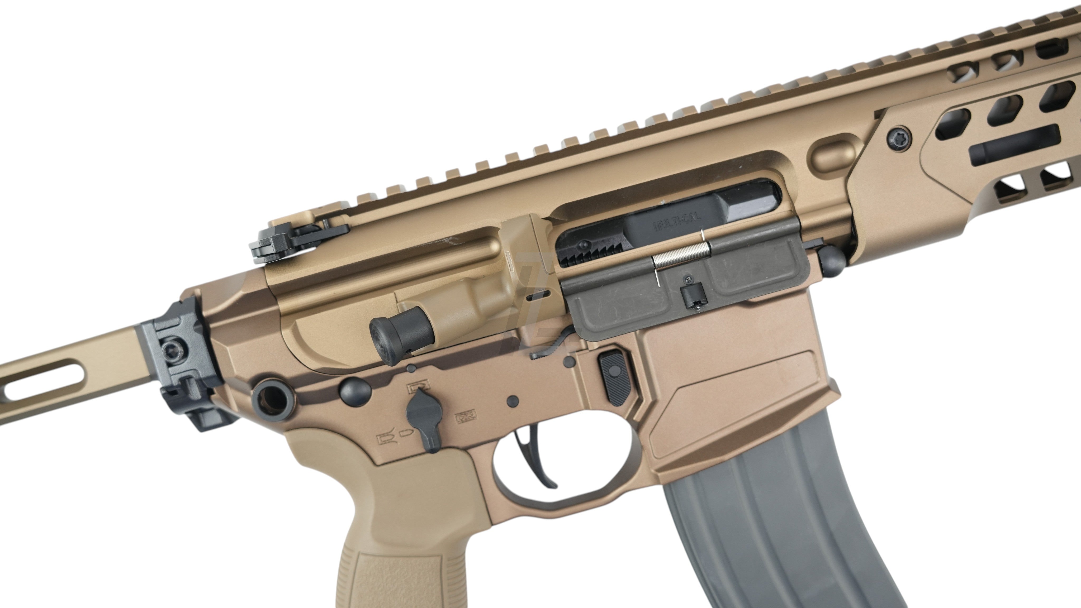 Landing Zone SALVO PRECISION MCX SPEAR LT GBB rifle in dark earth with stainless steel bolt and M-LOK handguard