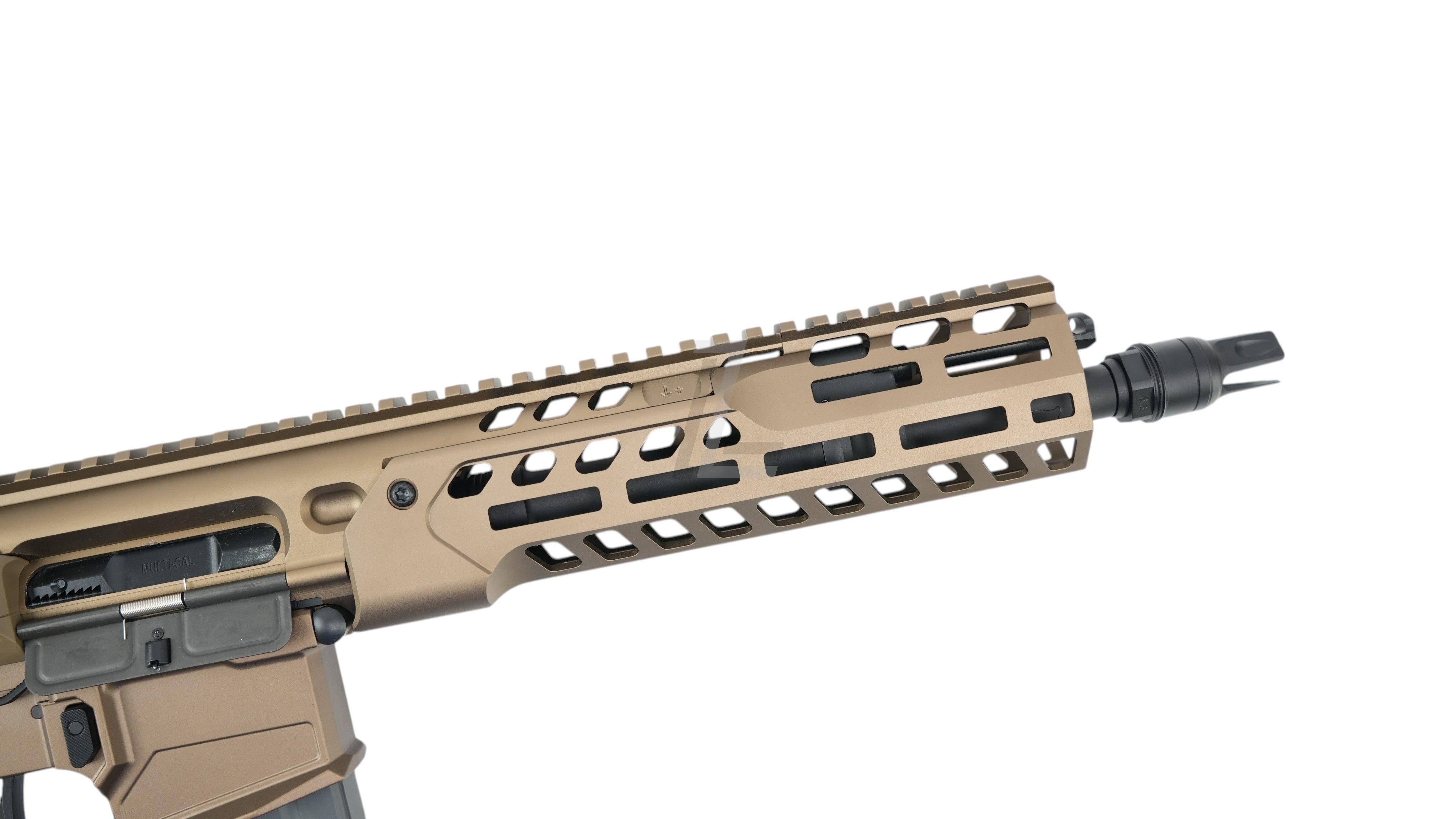 Landing Zone SALVO PRECISION MCX SPEAR LT airsoft rifle in dark earth with M-LOK handguard and 10.5 inch barrel