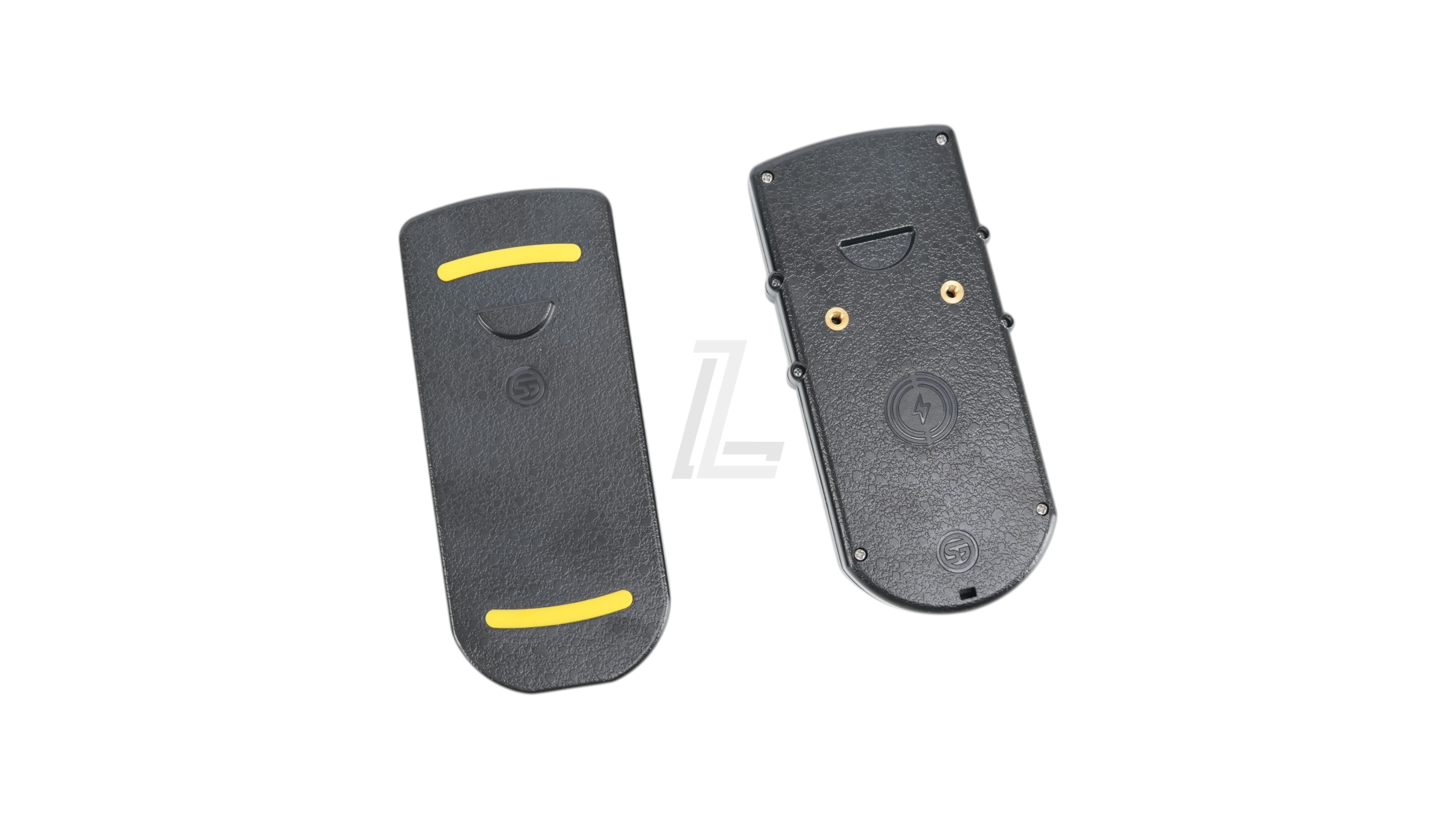 Landing Zone SHOOT GLOBAL SG TIMER 2 shot timer device showing front and back view with black casing and yellow accents
