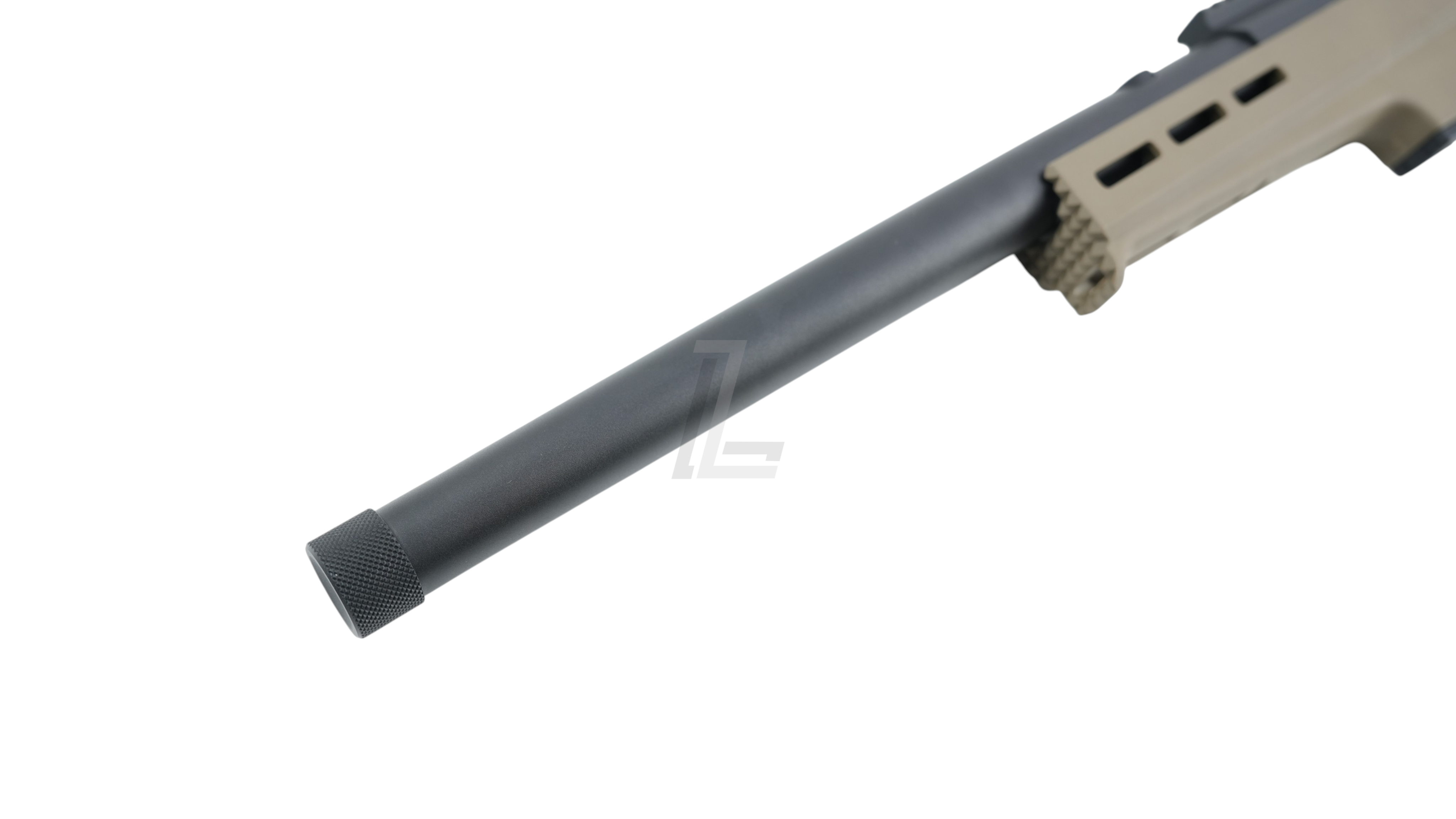 Landing Zone SILVERBACK TAC 41 L bolt action airsoft sniper rifle barrel in FDE and matte black finish