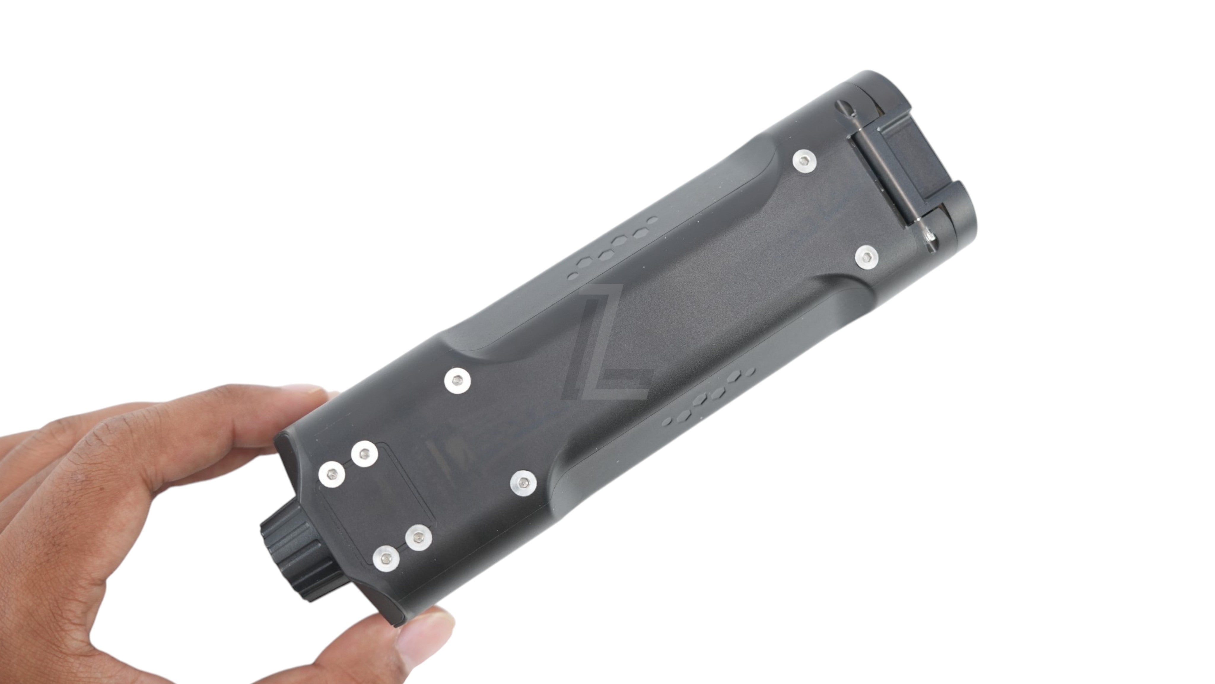 Landing Zone T238 electric speed loader for 6mm BB magazines, featuring a compact black design held in a hand.