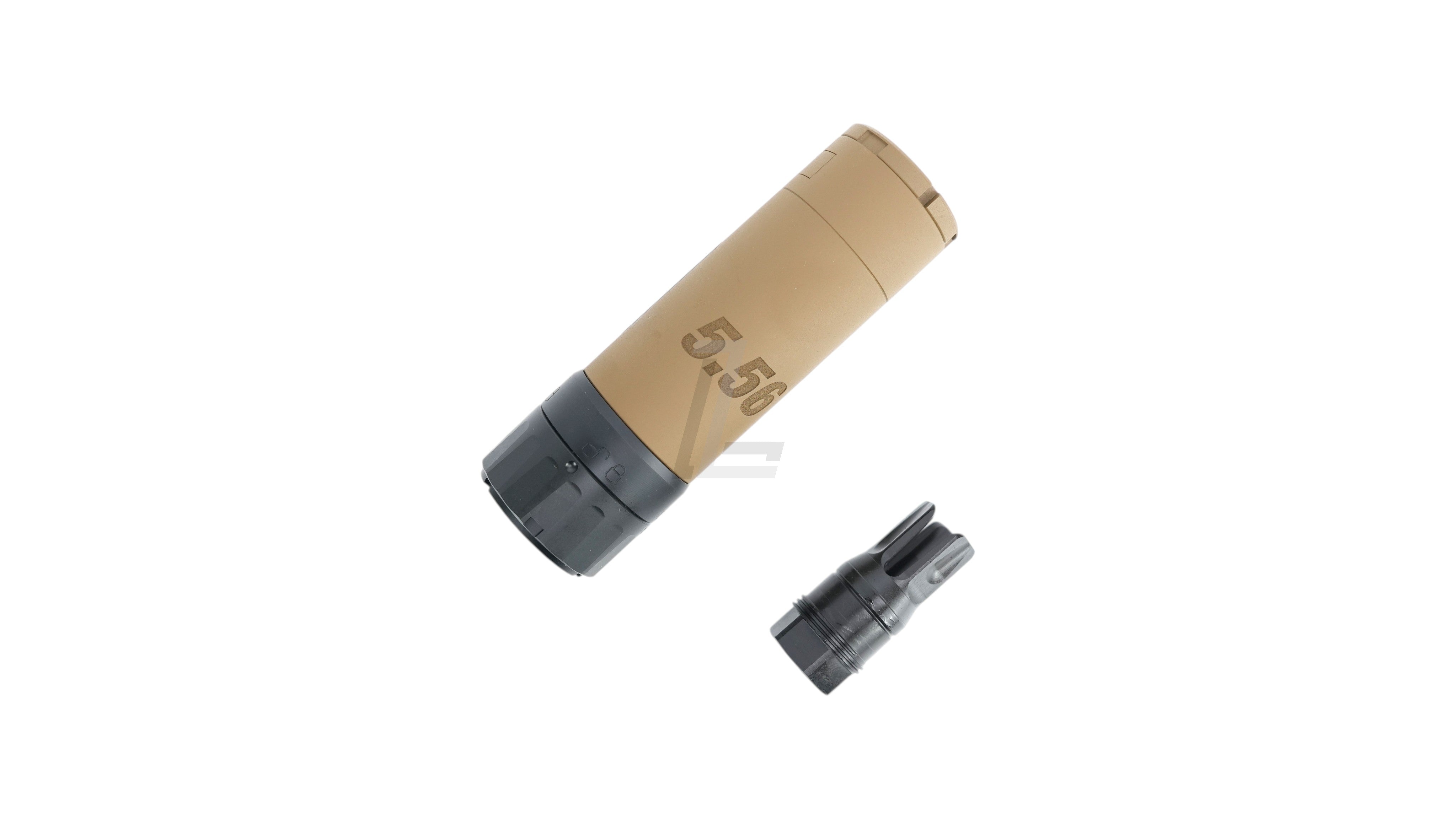 Landing Zone TASK FORCE SLX556C tan suppressor and black flash hider set for 5.56 caliber rifles
