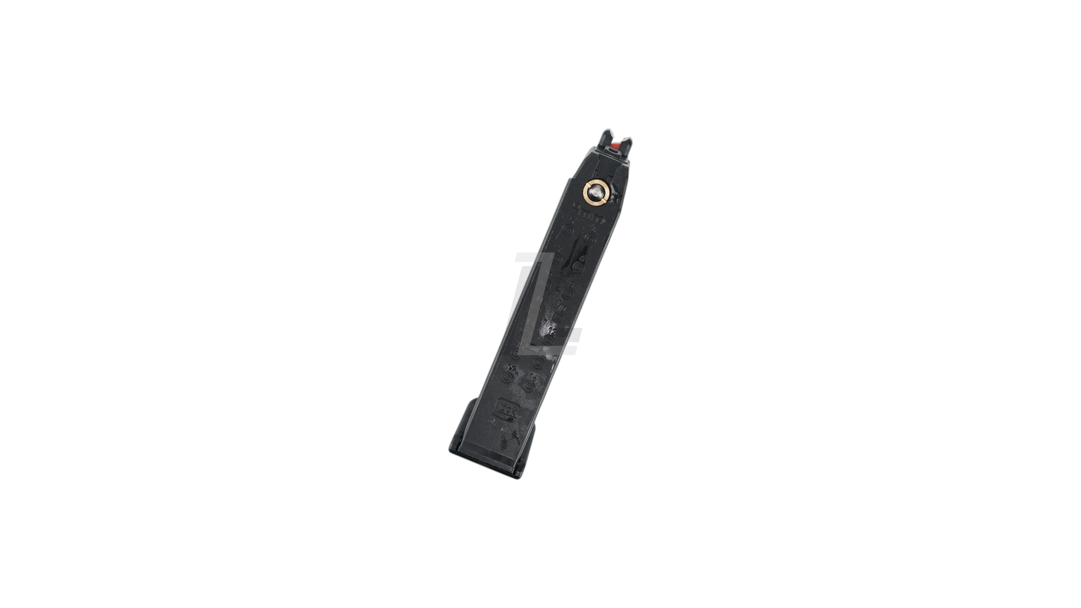 Landing Zone Tokyo Marui G17 V2.0 green gas airsoft magazine with 25-round capacity in black metal finish.