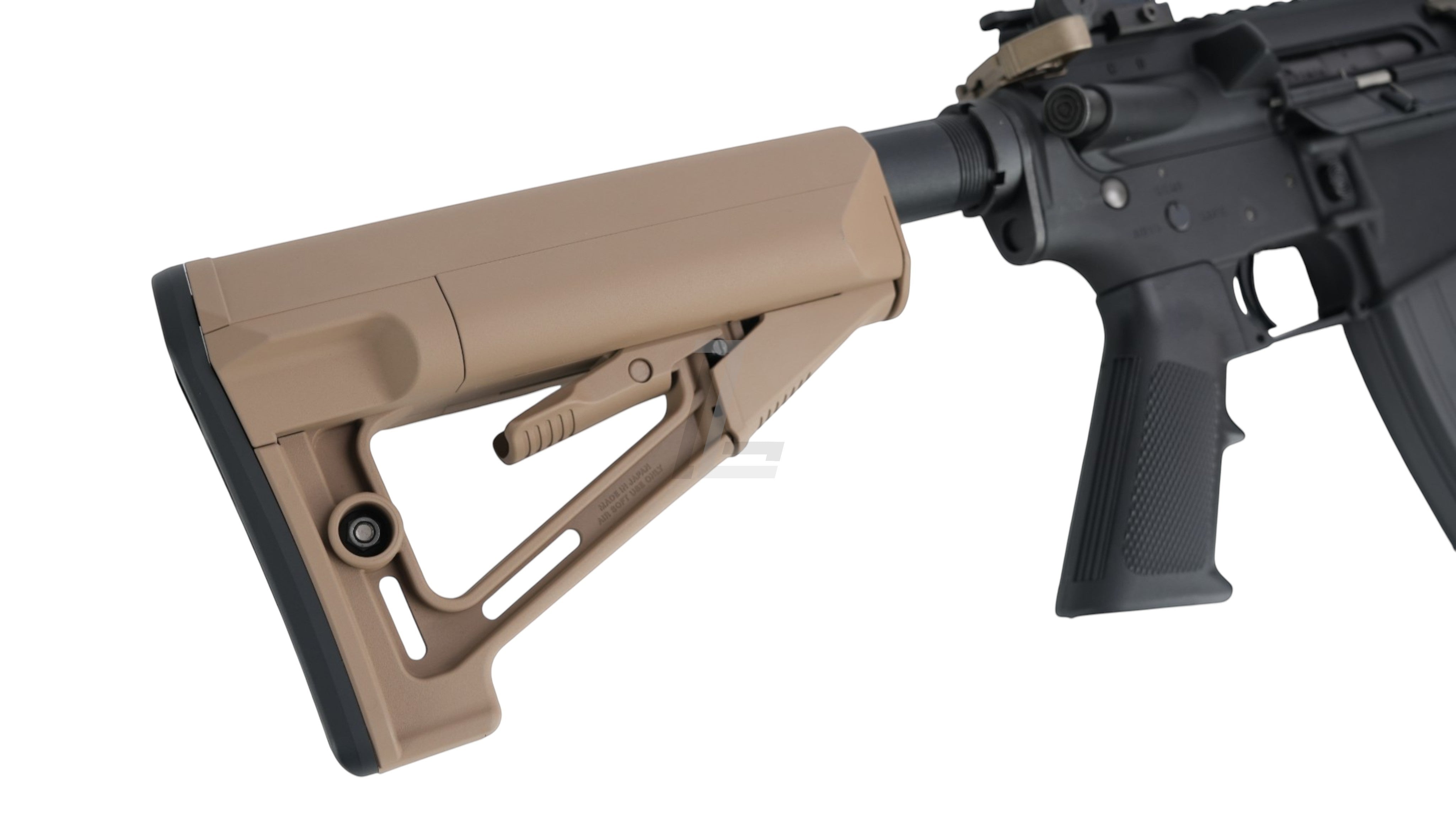 Landing Zone Tokyo Marui URG-I 11.5 inch GBB airsoft rifle featuring a tan adjustable stock and black receiver