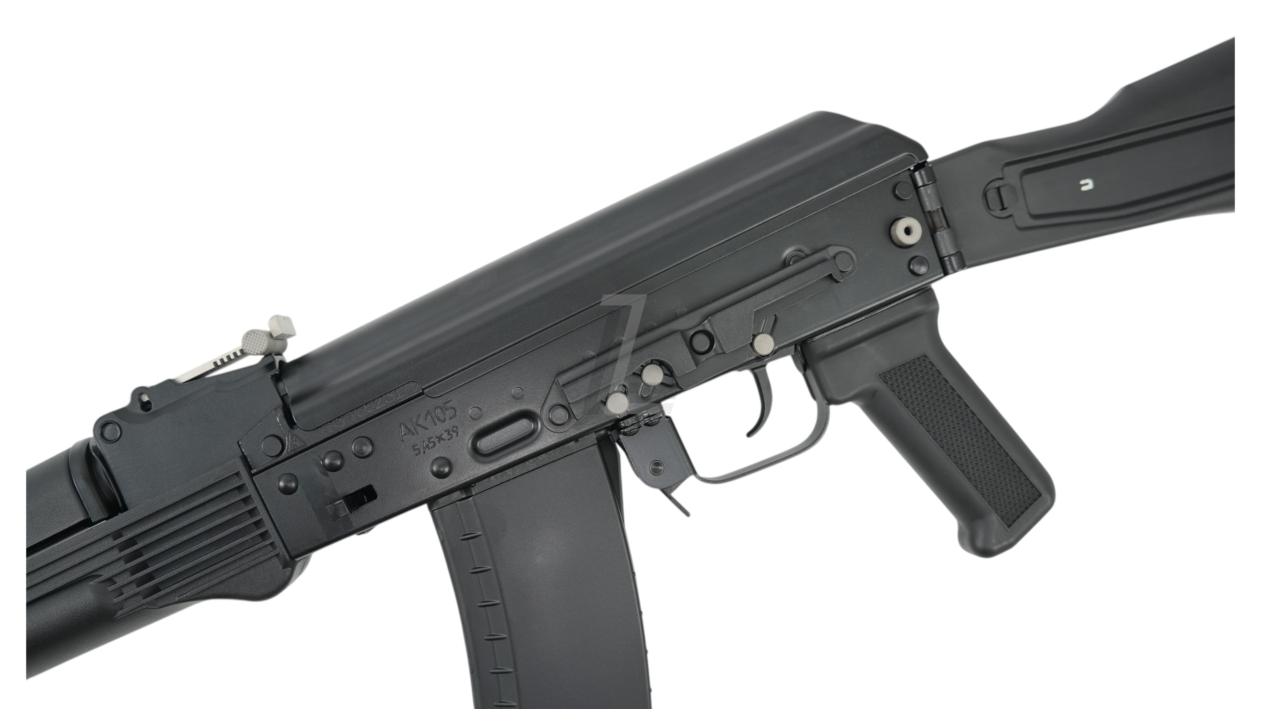 Landing Zone VFC AK105 GBB airsoft rifle featuring a black stamped steel receiver and realistic AK-style design.